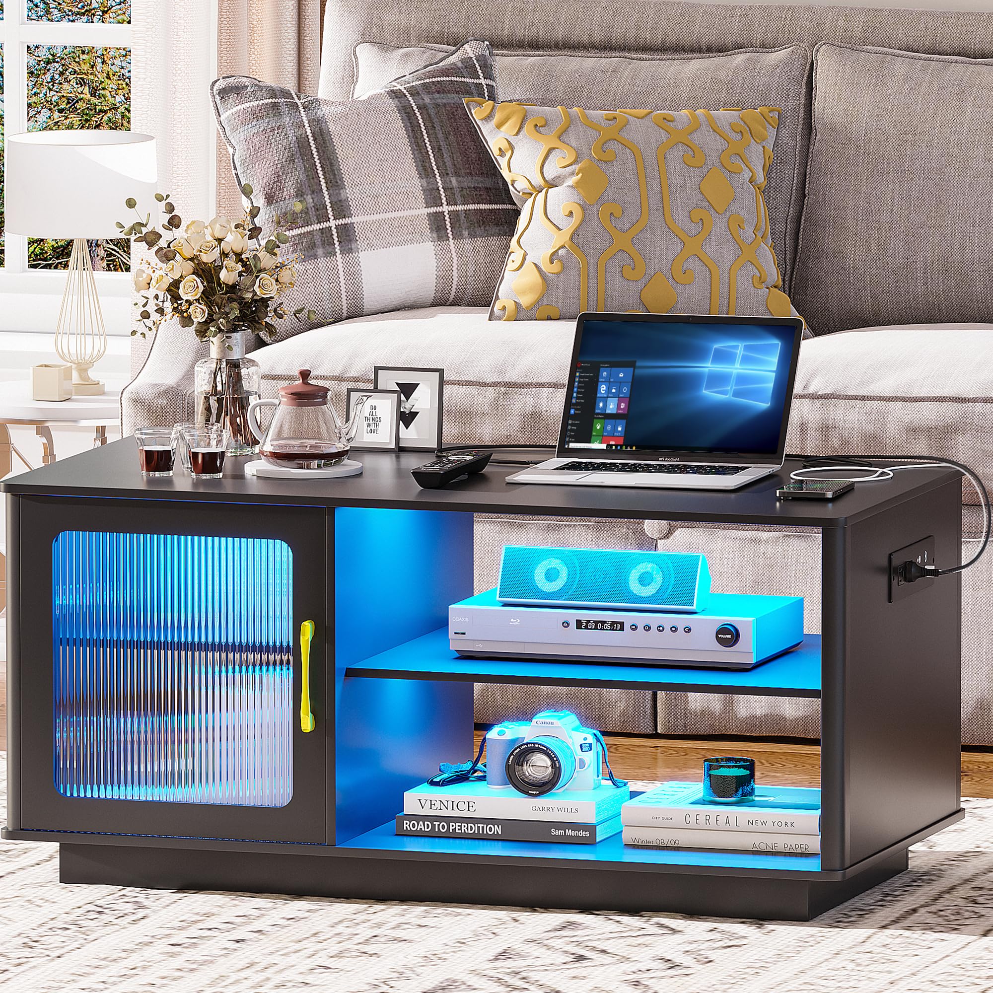 Amazon.com: Gurexl 42.5''L Coffee Table with Charging Station