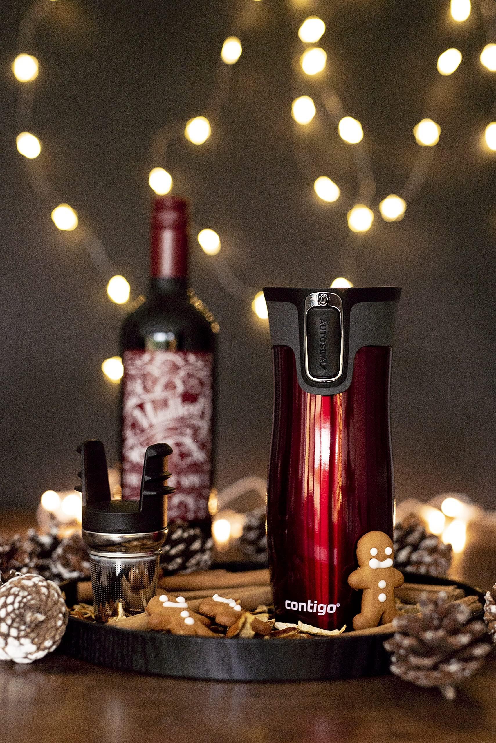 Contigo West Loop Autoseal Travel, Thermique en acier inoxydable, Fiole à vide, Gobelet étanche, Tasse à café avec couvercle facile à nettoyer sans BPA, Rouge, 470 ml