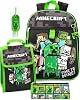 Minecraft Creeper Zombie School Backpack for Children 5 Pieces Gamer Lunch Bag Black One Size Minecraft - Themed