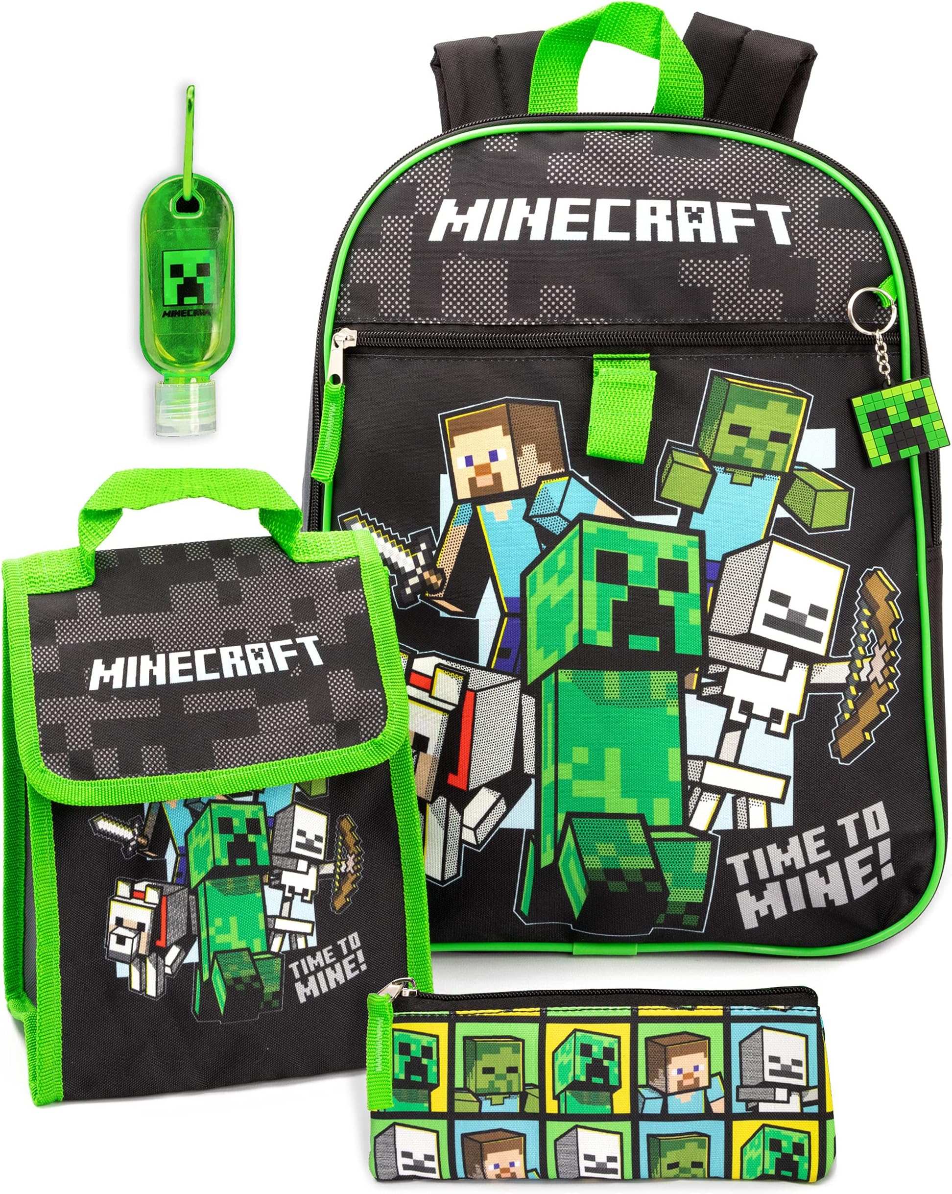Minecraft Kids School Backpack Lunch Box 5 Pack One Size Black One Size Black One Size Black Taille Unique, Black, Taille Unique, Rucksack Backpack, Black