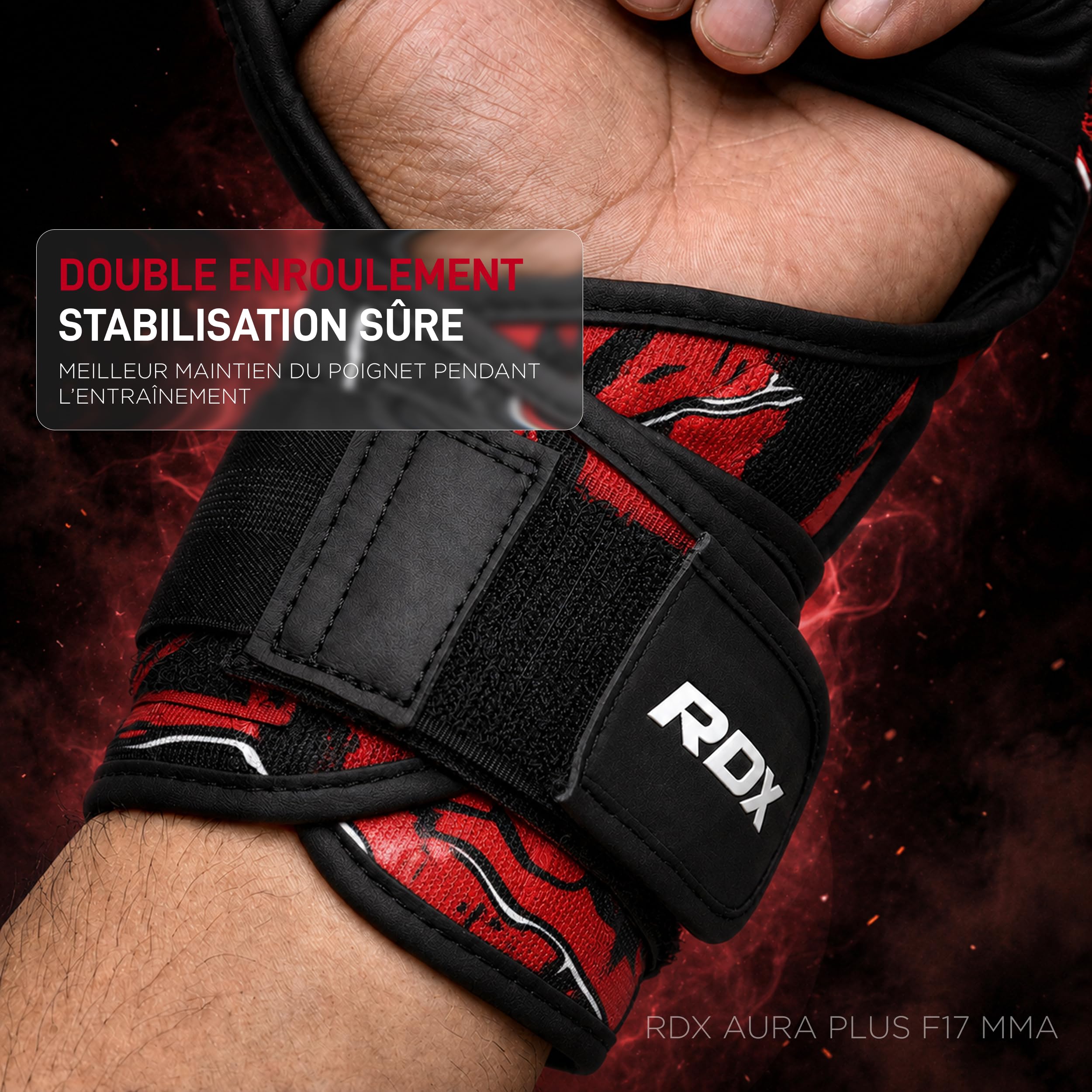 RDX Aura Plus F17 Gants de Grappling pour Homme et Femme, Gants MMA à Paume Ouverte, Gants d’Entraînement pour Prise, Sparring et Combat au Sol, Rembourrage Amortissant, MMA Gloves