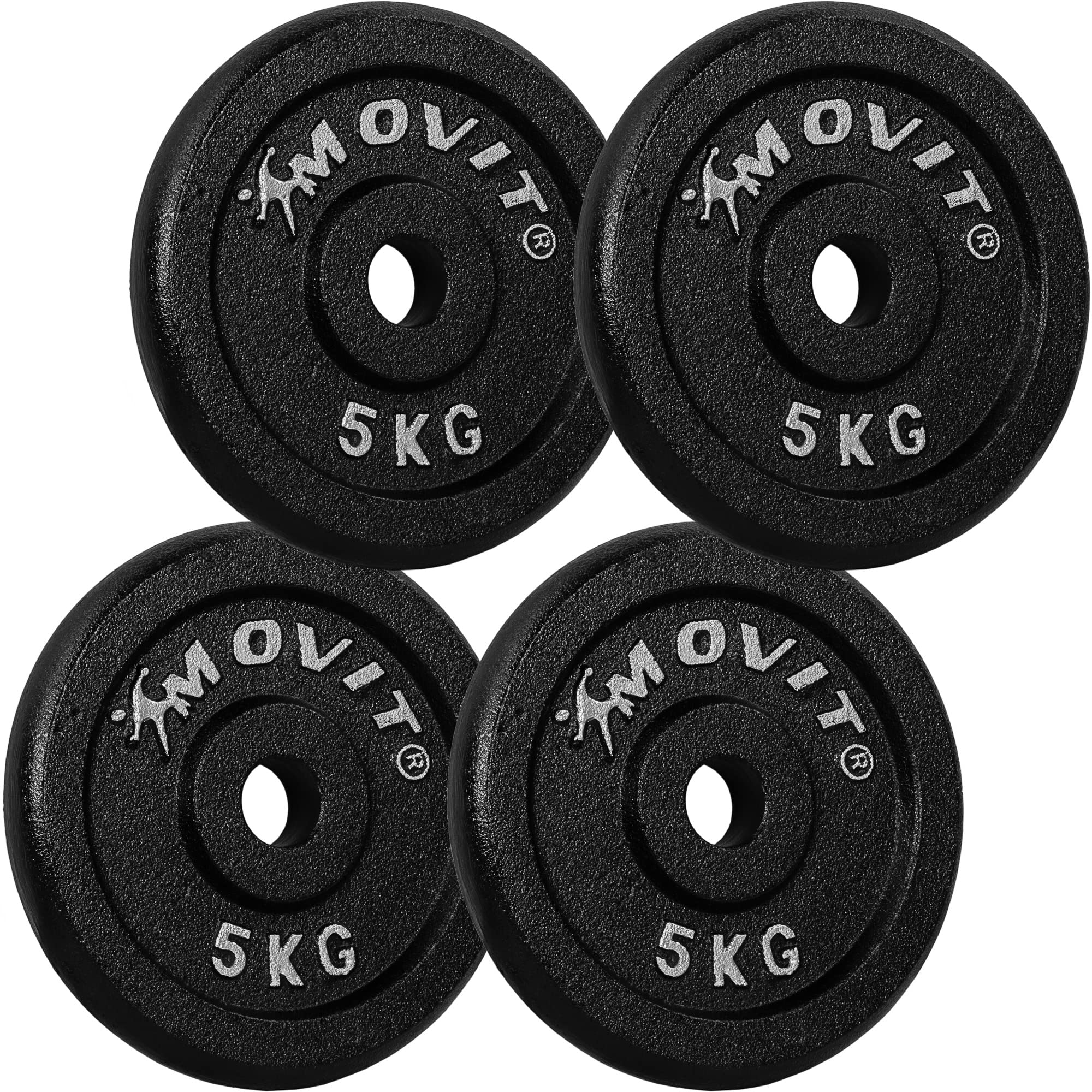 MOVIT Dischi Pesi - in Ghisa, Set a Scelta da 0,5 a 20 kg, Foro 30/31 mm - Piastra per Bilanciere, Manubri, Disco del Piatto del Peso per Palestra, Fitness, Allenamento a Casa