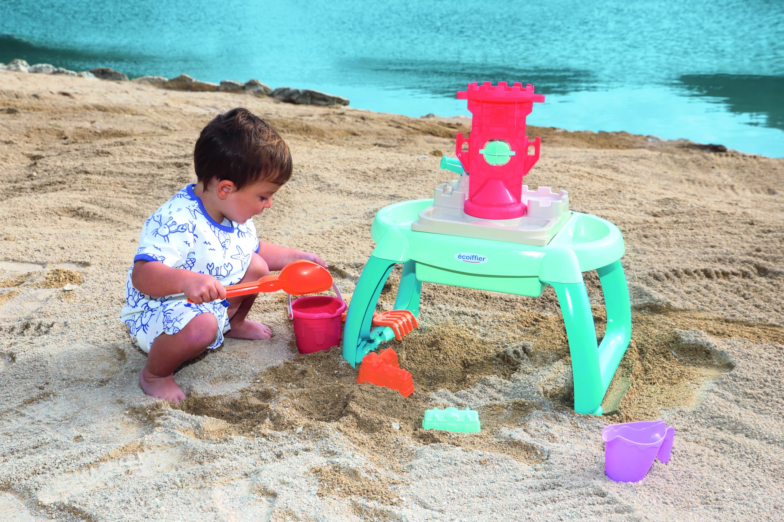 Ecoiffier - Table Sable Et Eau Enfant - 3 Compartiments avec Nombreux Accessoires Inclus - Dès 18 Mois - Jouet pour Enfant - 4603 - Garantie France Origine