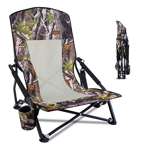 Nice C Hunting Chair, Camping Chair, Turkey Hunting Chair, Turkey Seats for Hunting, Folding Backpacking Chair with Cup Holder & Carry Strap, Heavy Duty (1 Pack)