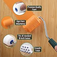 Vista 4 de Bates Choice Cubiertas para rodillos de pintura de espuma, 2 pulgadas, paquete de 12, mini cubiertas de rodillos de pintura de alta densidad