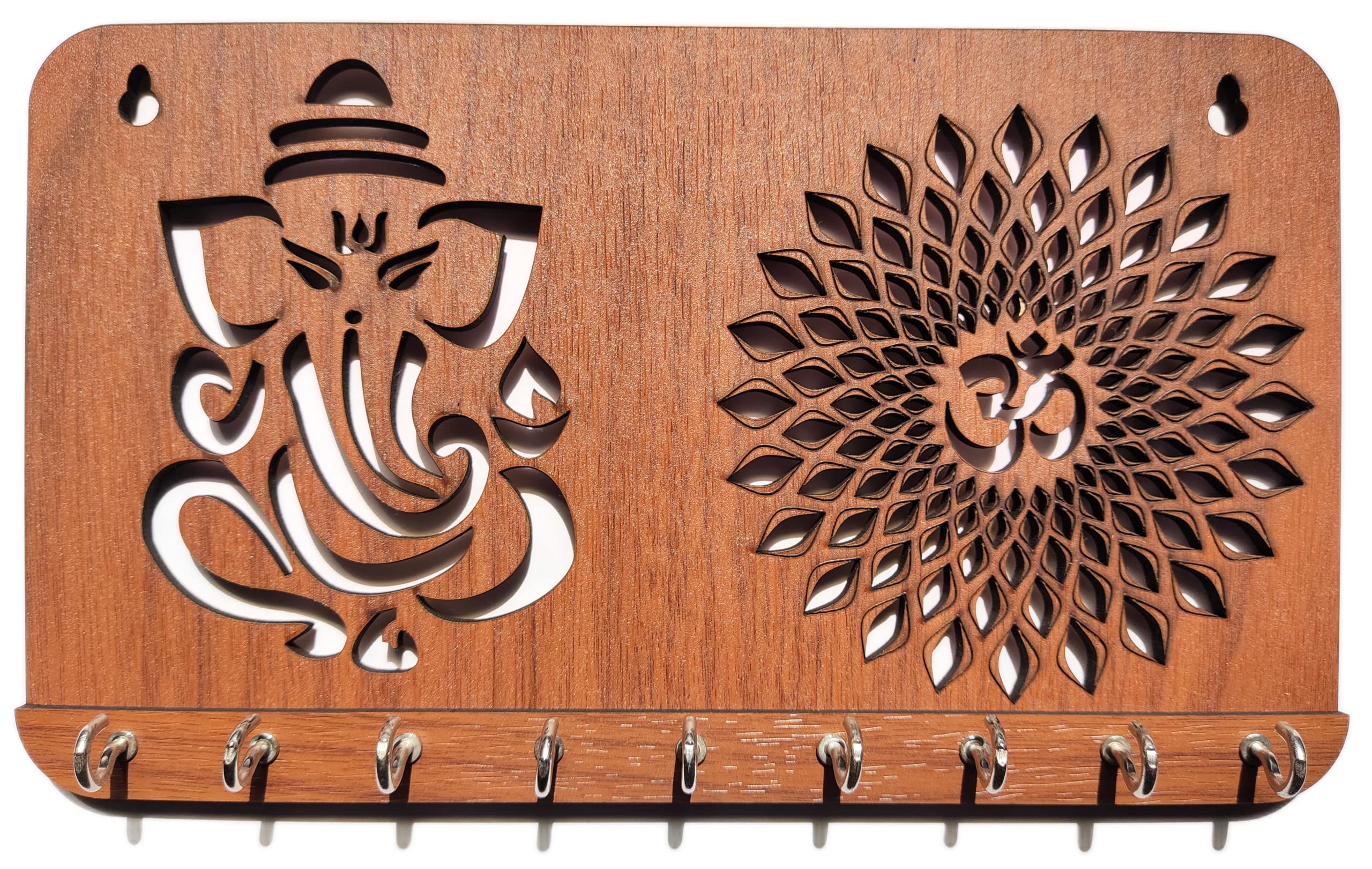 Ganesha Om Chakra Key Holder - Stylish Wall Mounted Key Hanger and Organizer for Home and Office Decor