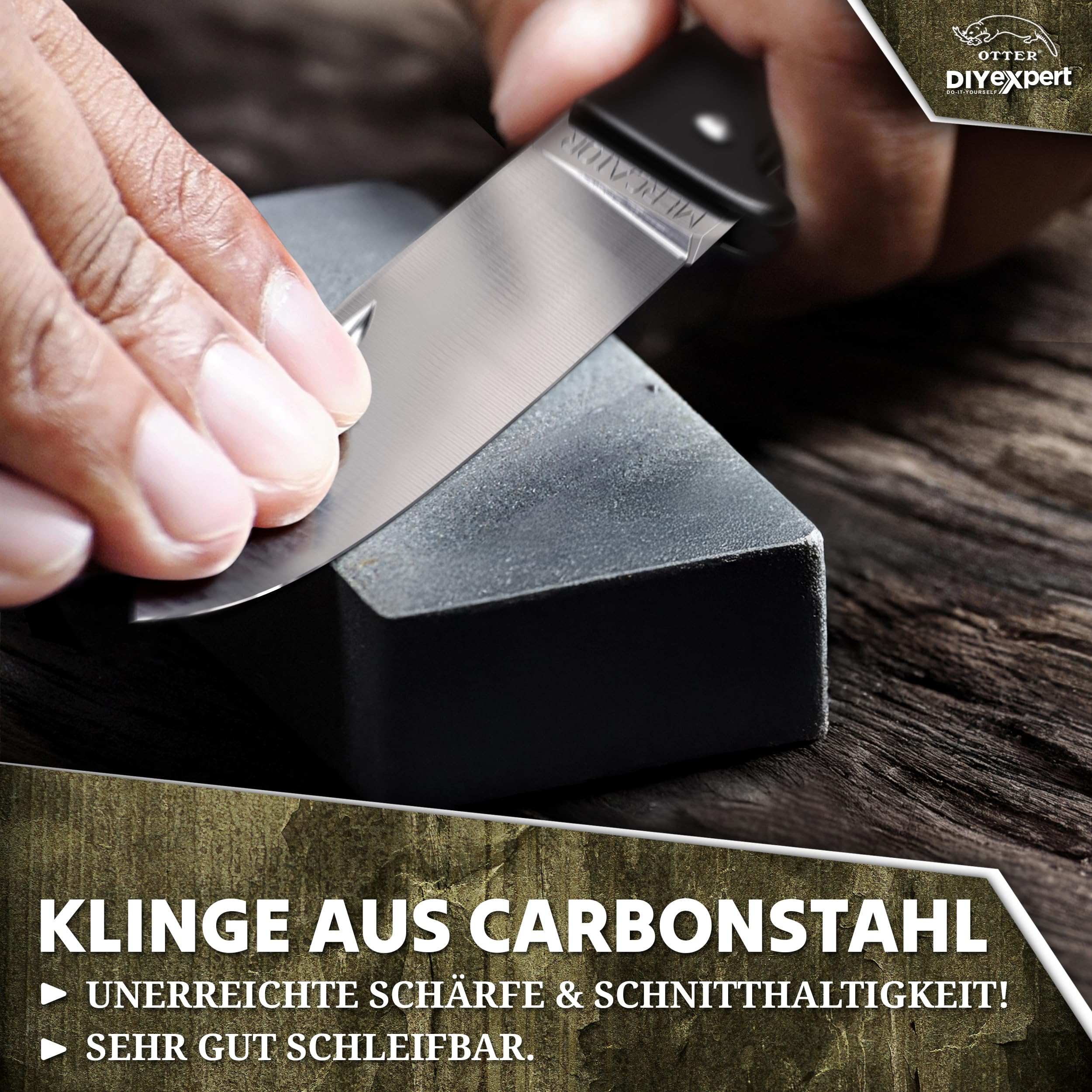DIYexpert Outdoor-Messer MERCATOR K55K Katze | [Klinge Carbon] | Klappmesser Made in Germany | Ideal als Taschenmesser oder Jagdmesser
