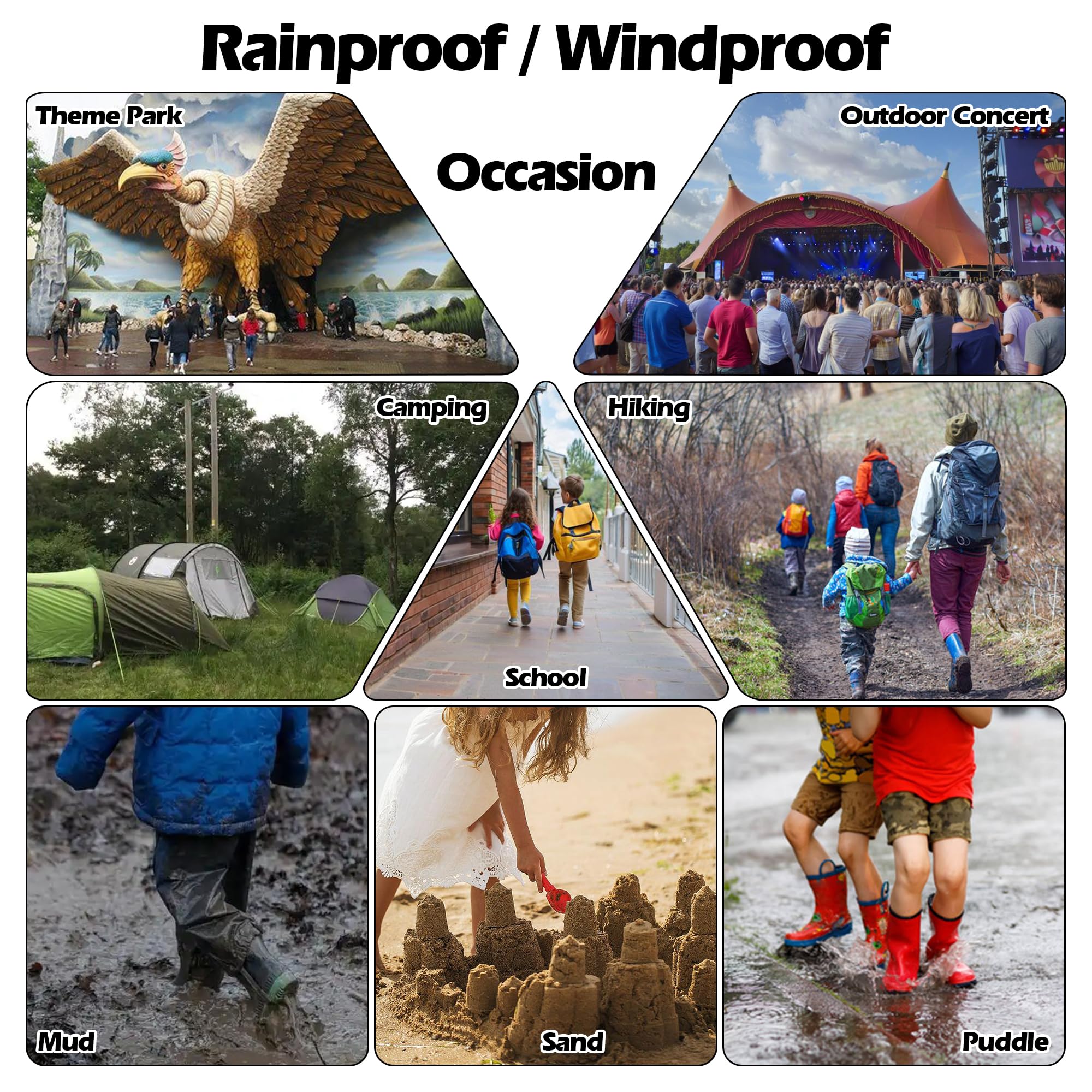 Pantalones Impermeable Niños Niñas Pantalón de Lluvia Viento Reflectantes Pantalones de Barro Estampado Animales Finos Transpirable Peto Mono Impermeables con Tirantes Nieve Agua para 2-6 Años
