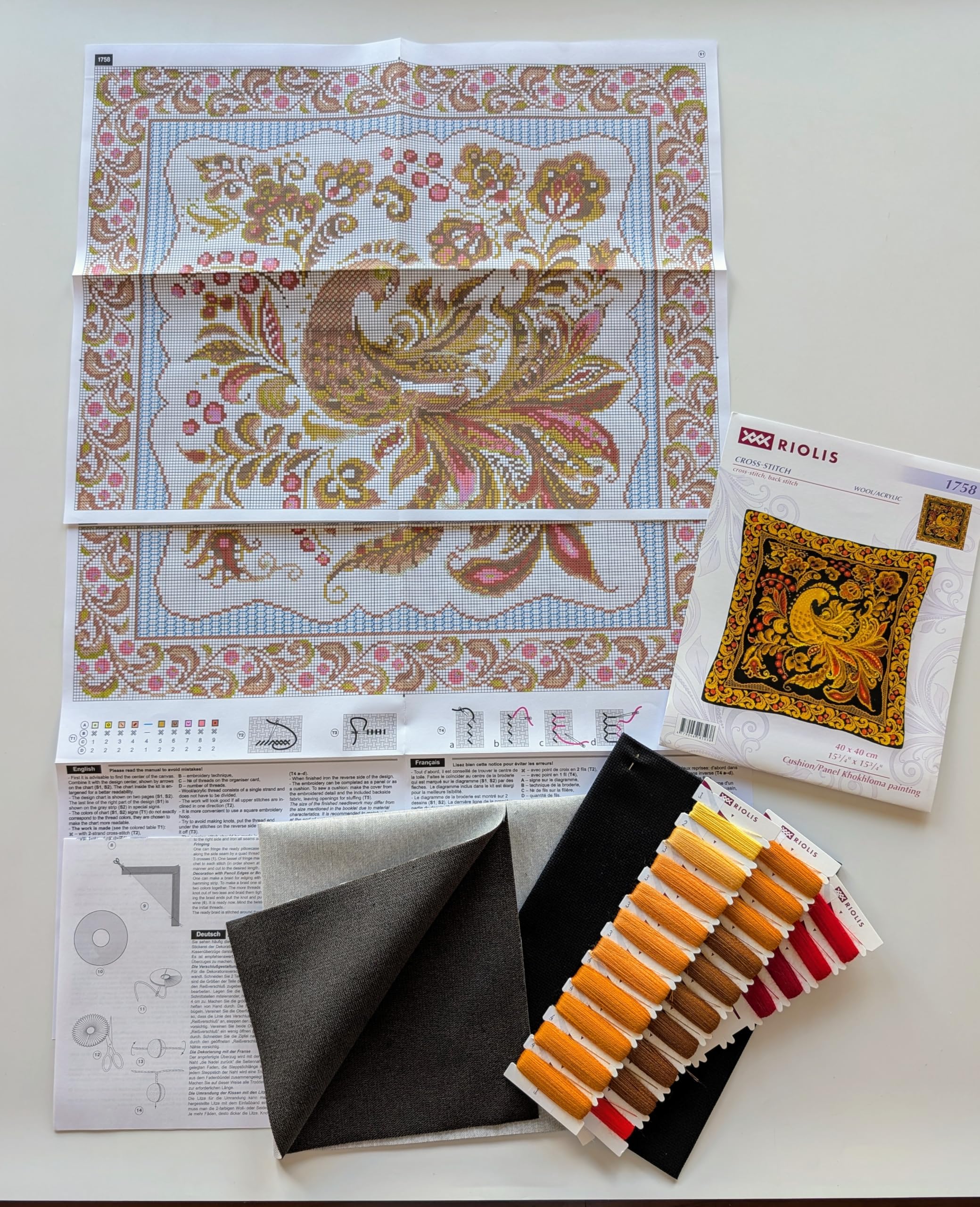 Riolis Stickpackung Kissen/Bild Khokhloma Malerei, Zählmuster