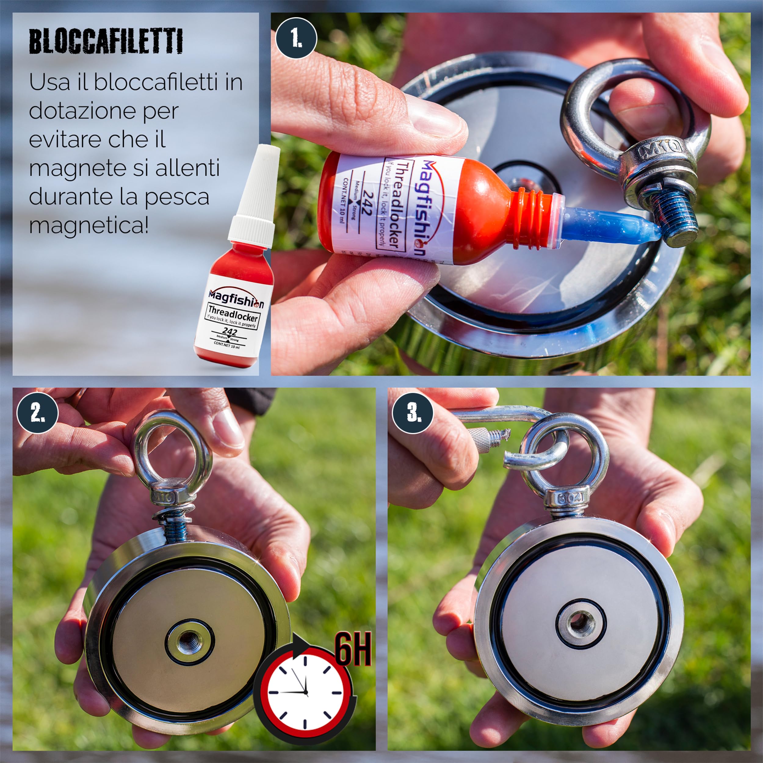 Potente magnete a doppia faccia per pesca con magneti di terra rari