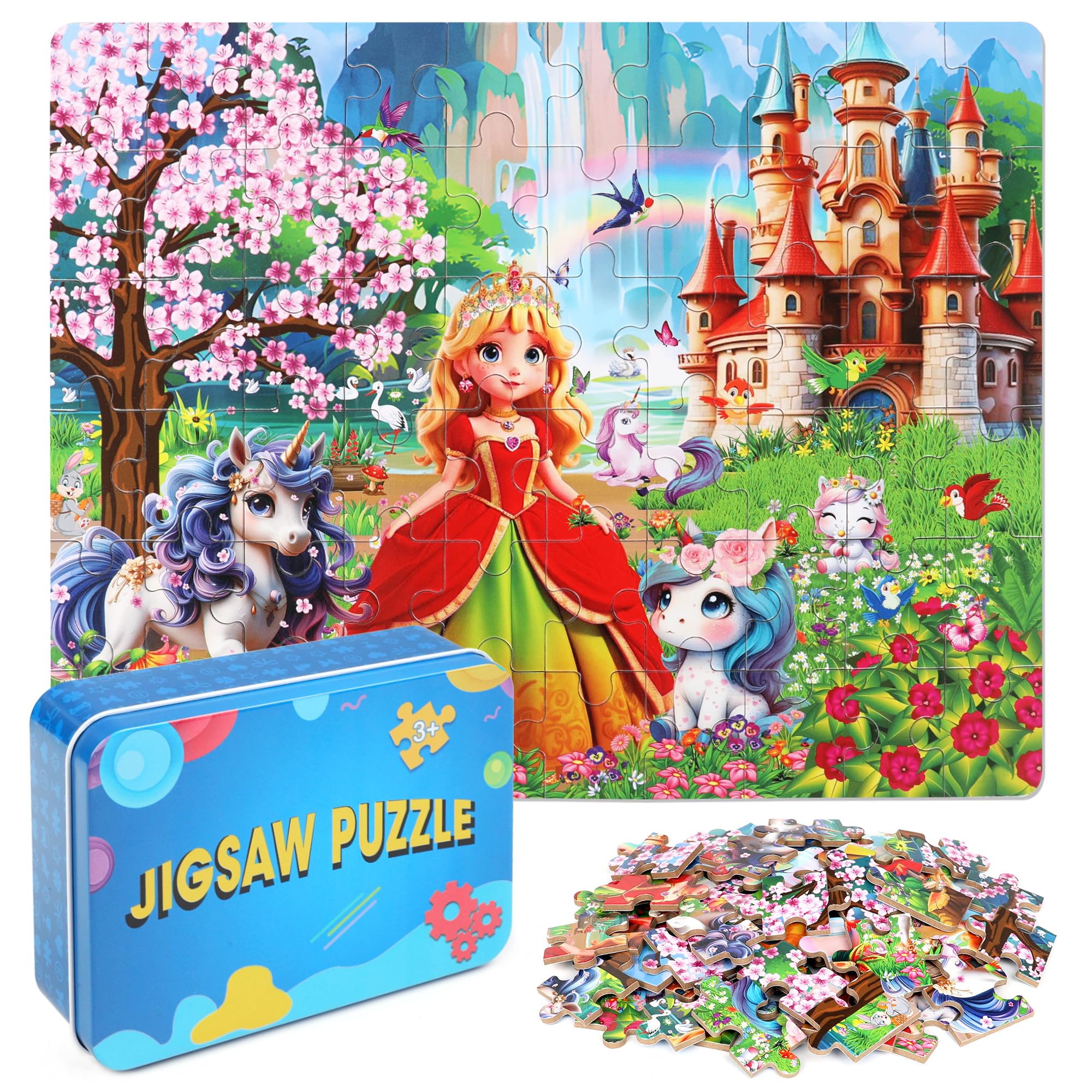 LELEMON Princess Puzzles for Kids Ages 4-8,100 Pieces Princess Jigsaw Puzzle for Children,Learning Educational Toys for Boys and Girls