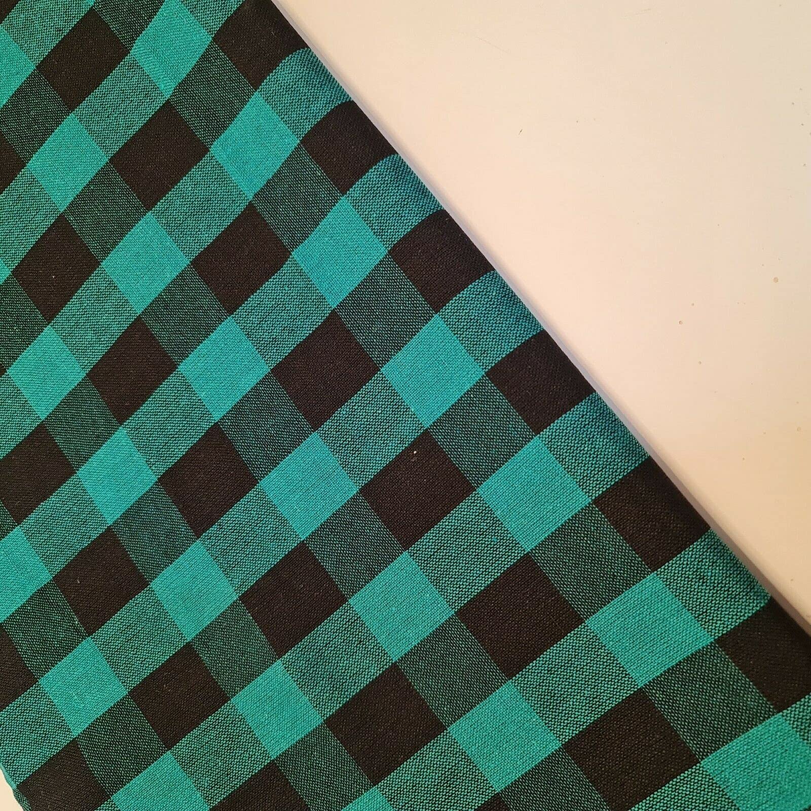 Gingham lniana tkanina w kratę 2,5 cm khadi miękka lniana tkanina w kratkę Vichy 102 cm (jadeit, 5 m)