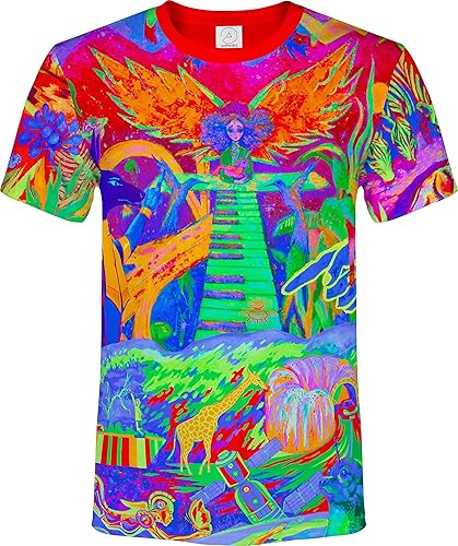 aofmoka - Camiseta ultravioleta hecha a mano, reactiva a luz negra, con impresión decorativa