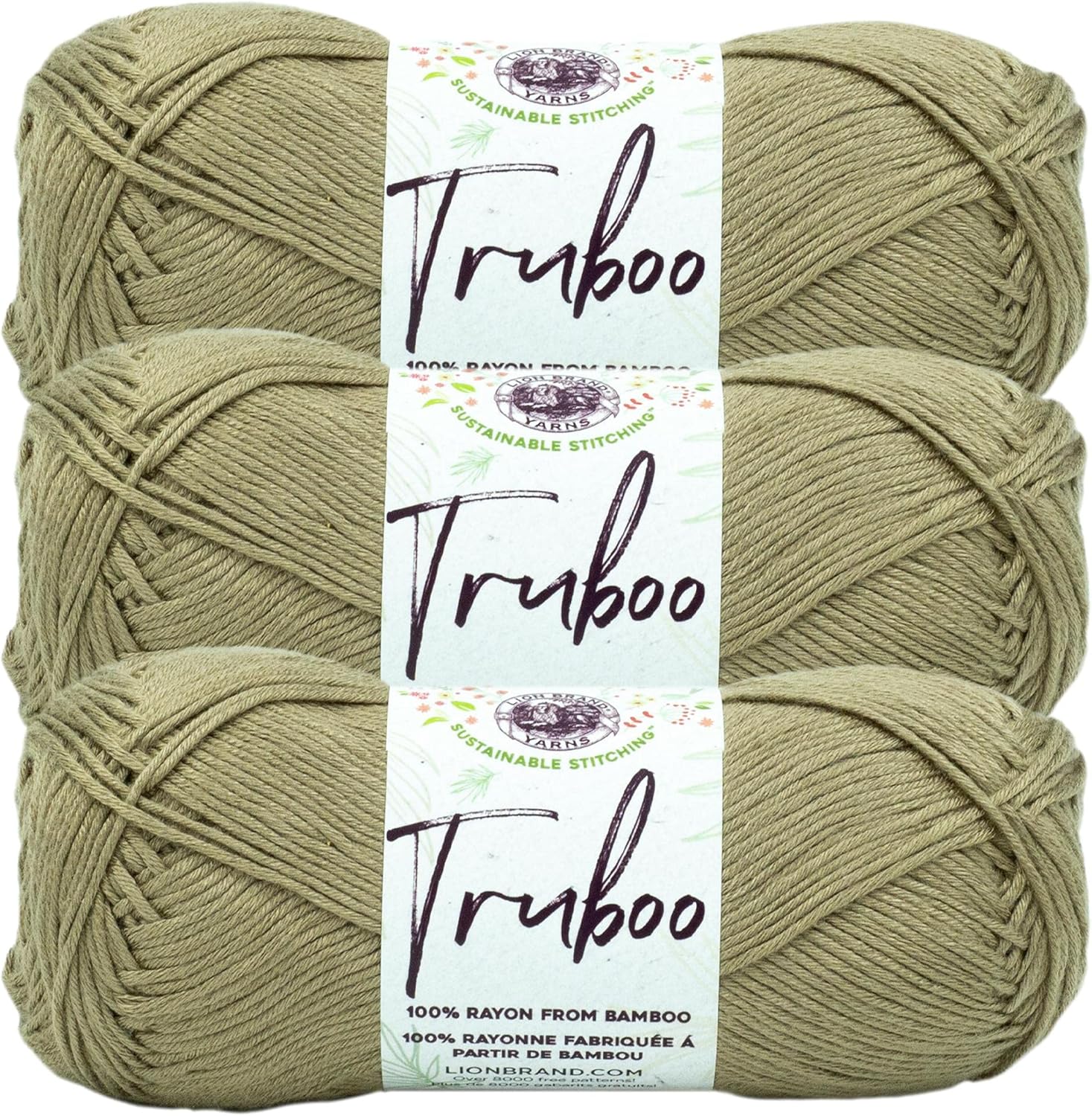 (3 Pack) Lion Brand Yarn Truboo Yarn, Khaki