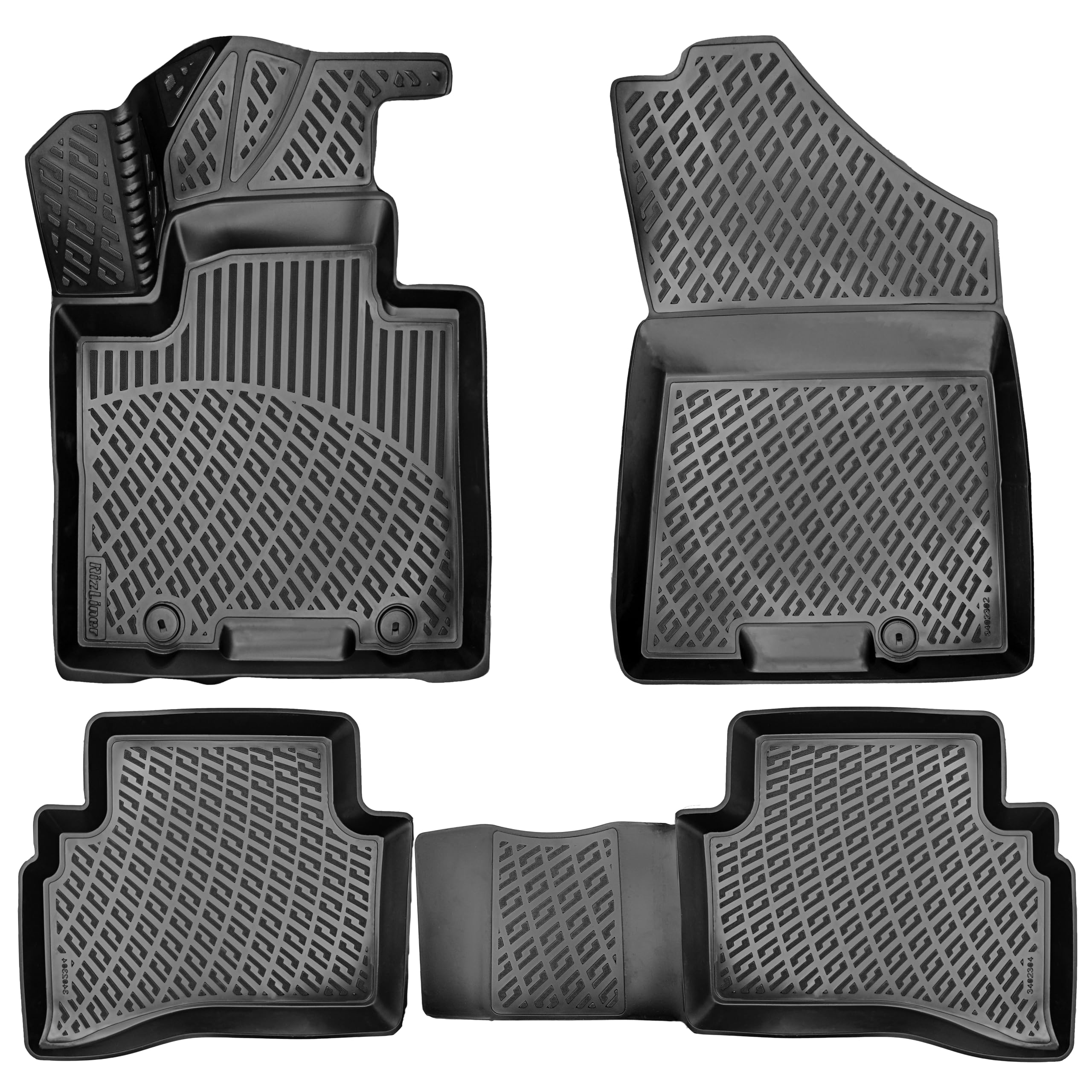 RizLiner Hyundai Ioniq 5 Unmovable Console 2022-2026 (No Movable Console) Floor Mats 3D Custom Fit Rubber Car Mats All Weather Laser Measured Floor Liners Heavy Duty Waterproof (Front & Rear) — view 76