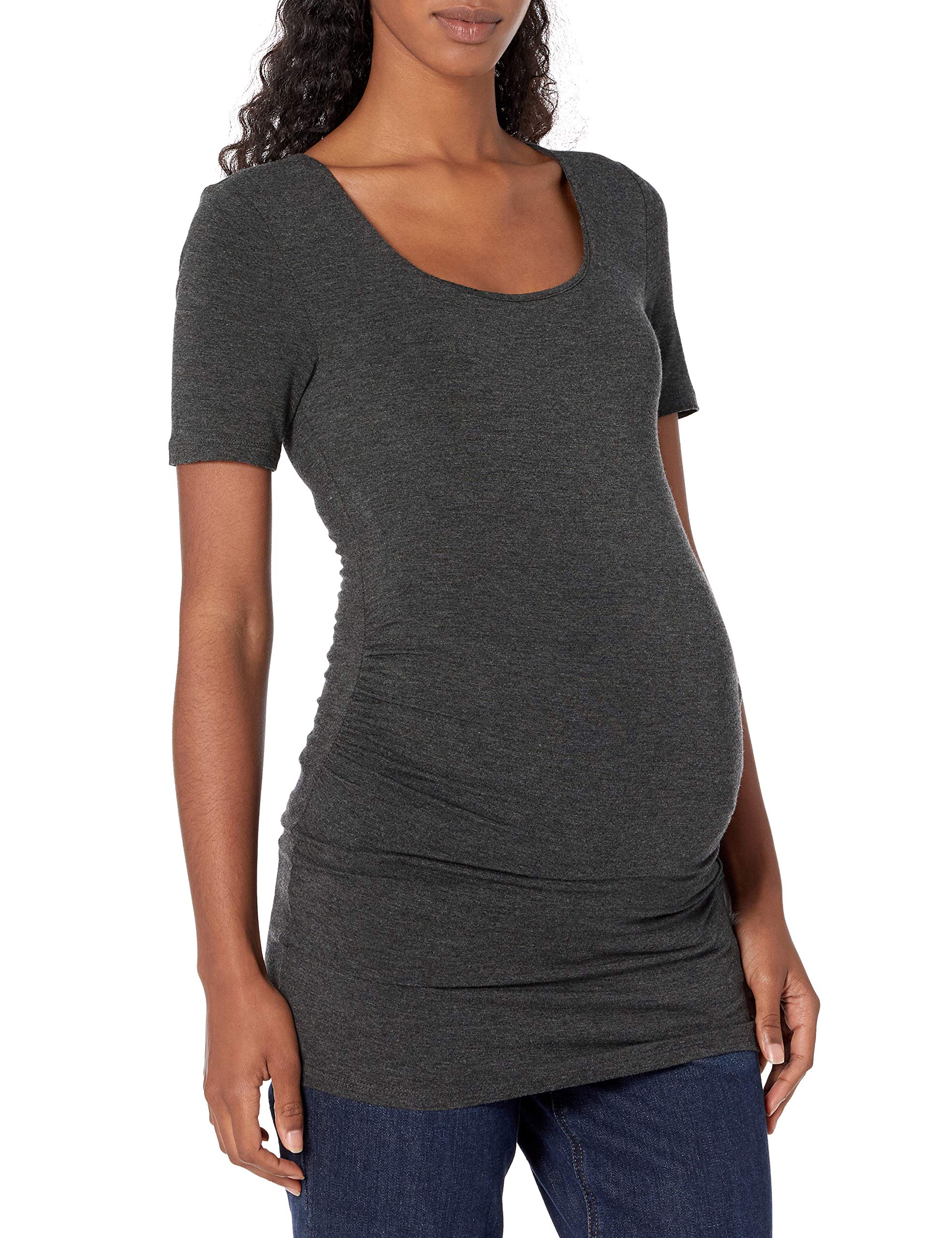 Amazon Essentials Camiseta de Cuello Redondo Fruncido de Manga Corta de Maternidad Mujer, Pack de 2
