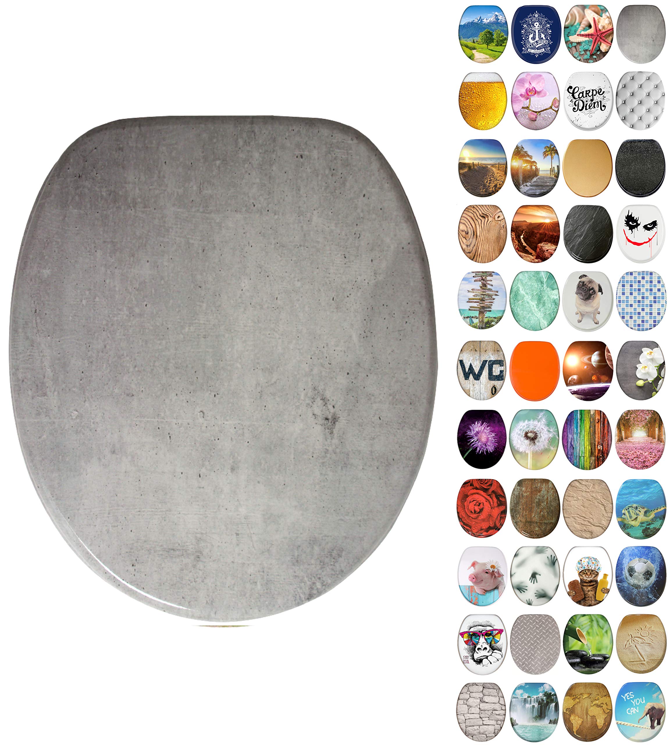 Sanilo Soft Close Toilet Seat, Stable Hinges, Easy to Mount, Wooden Toilet Seat Concrete โ image 1