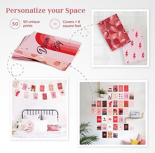 Miniatura 3 de Haus and Hues - Kit de collage de fotos para la decoración estética de las paredes, pósteres de color rojo para la estética de la habitación, kit de