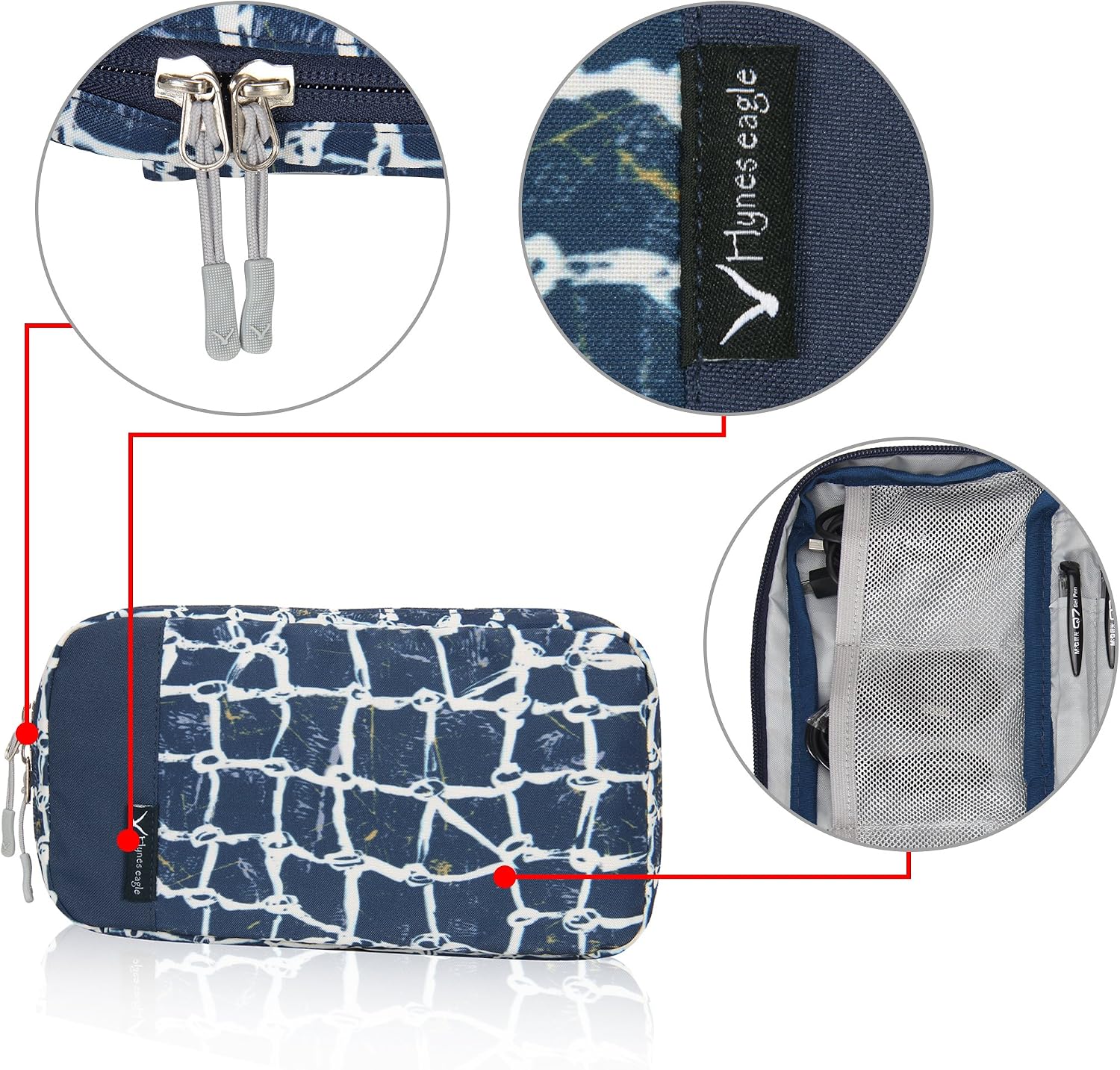 Hynes Eagle Cord Organizer Small Electronics Case Gadget Pouch Phone Accessories Storage Bag Marble