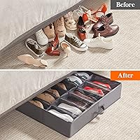 Vista 6 de Lifewit Organizador de almacenamiento de zapatos debajo de la cama, juego de 2, 4.3 pulgadas de alto, caja de almacenamiento de tela de perfil bajo