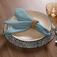 Vista 5 de Set de 12 servilletas de tela de 85% algodón y 15% lino para uso diario de tamaño grande, especiales para Pascua, con esquinas ingletadas