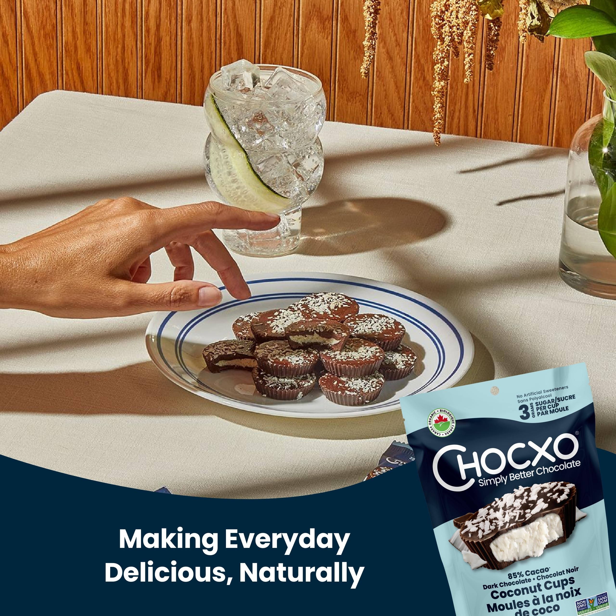 Chocxo Dark Chocolate - Lower Sugar, Organic, NonGMO, Keto, Gluten
