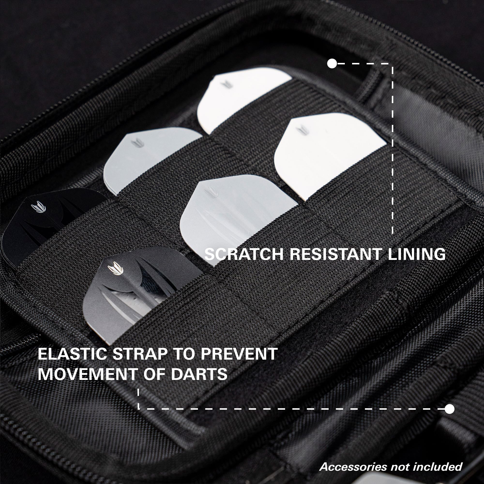 Target Darts Nathan Aspinall Ghost Series XL Takoma Wallet – “The Asp” profesjonalne etui na 6 zmontowanych rzutek, zamek błyskawiczny, trwałe czarno-białe akcesoria do przechowywania.