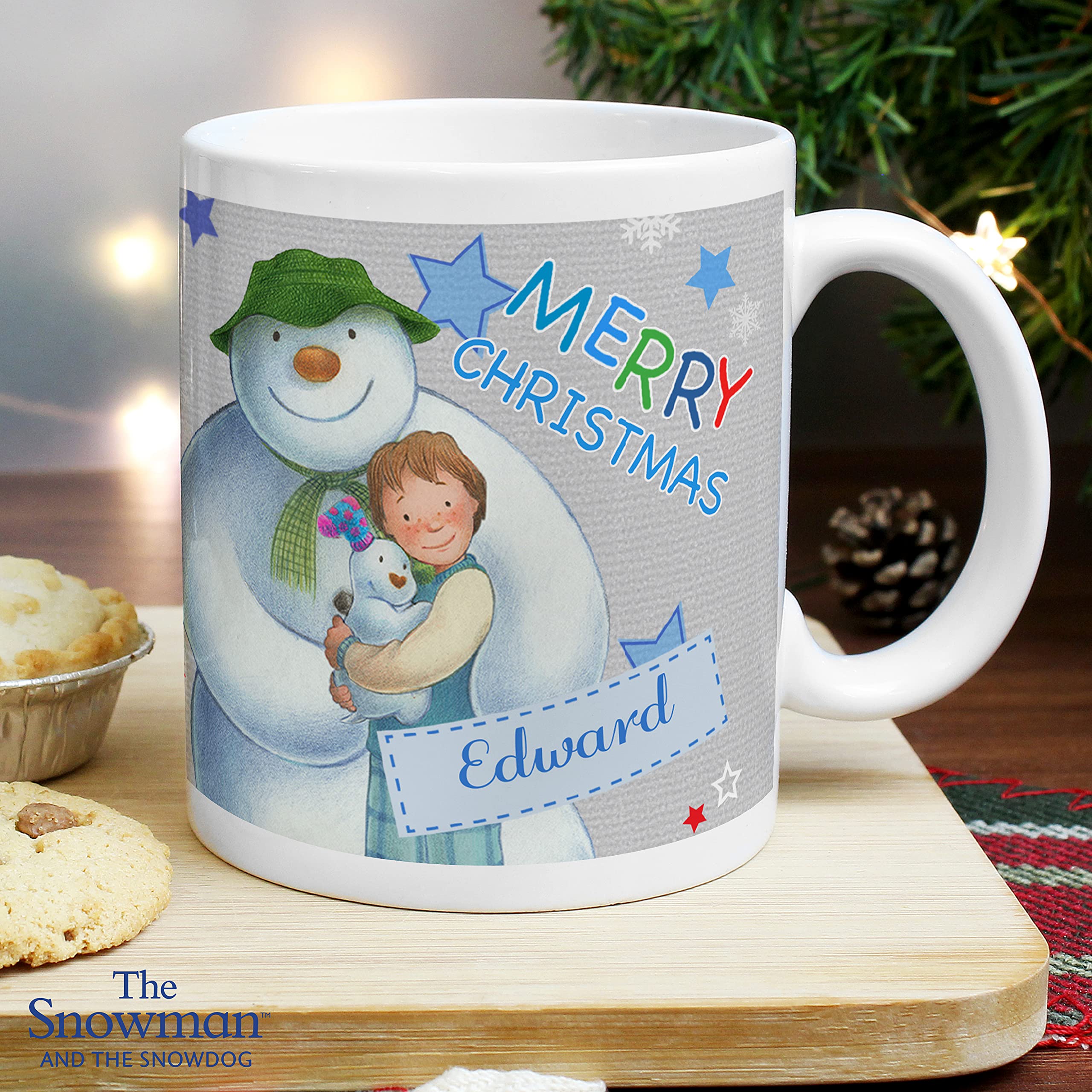 Ceylon Teabox Personalised The Snowman and The Snowdog Blue Mug Personalised Mug Gift Personalised Mug