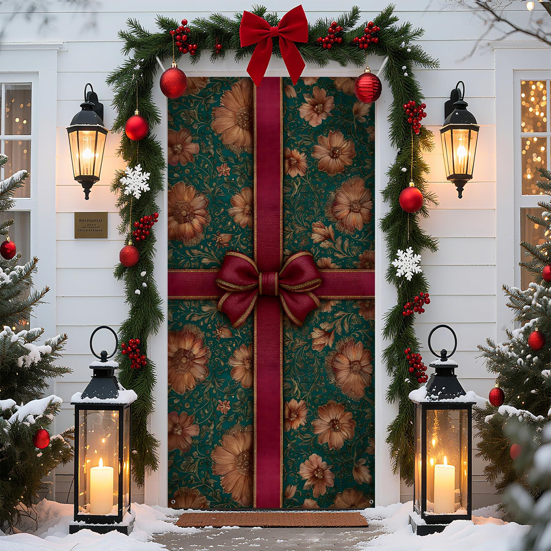 SEEWAN Door Drape Christmas Door Front Suspended Banner for Christmas Holiday Celebration Supplies Door