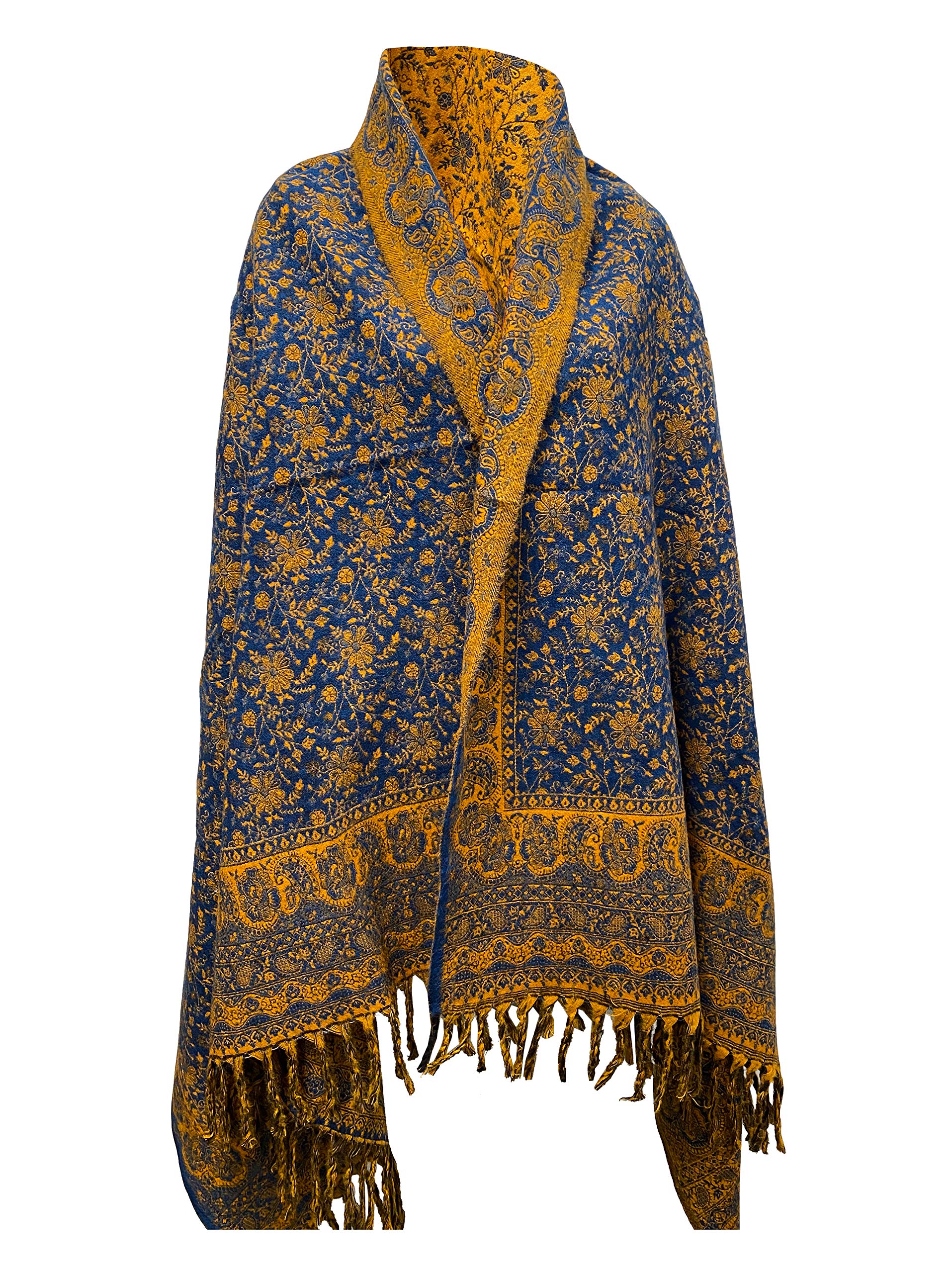 Sciarpa invernale in lana morbida, calda, realizzata a mano, con stampa vintage a foglie, scialle, coperta decorativa oversize con rovesci in grado di scialle, sciarpa invernale in pura lana di yak