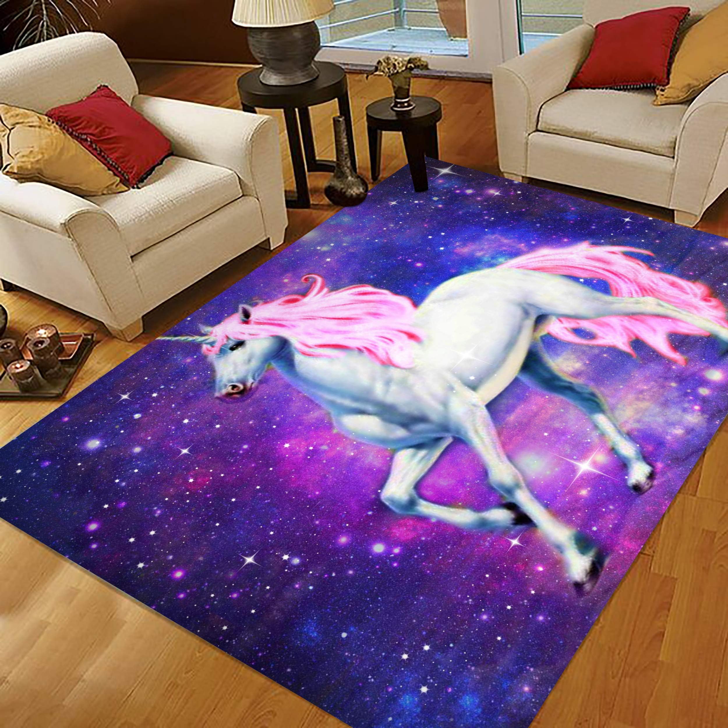 INGBAGS Super Soft Modern Unicorn Horse Area Rugs Living Room Carpet Bedroom Rug for Children Play Solid Home Decorator Floor Rug and Carpets 5'3 x 4' - Feet
