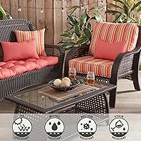 Vista 205 de Greendale Home Fashions 2-Piece Outdoor Deep Seat Cushion Set, Steel Blue Stripe