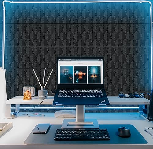 Miniatura 4 de STICKGOO Paquete de 12 paneles de pared 3D, paneles de pared decorativos de PVC con cinta de doble cara, 19.7 x 19.7 pulgadas, diseño de cactus,