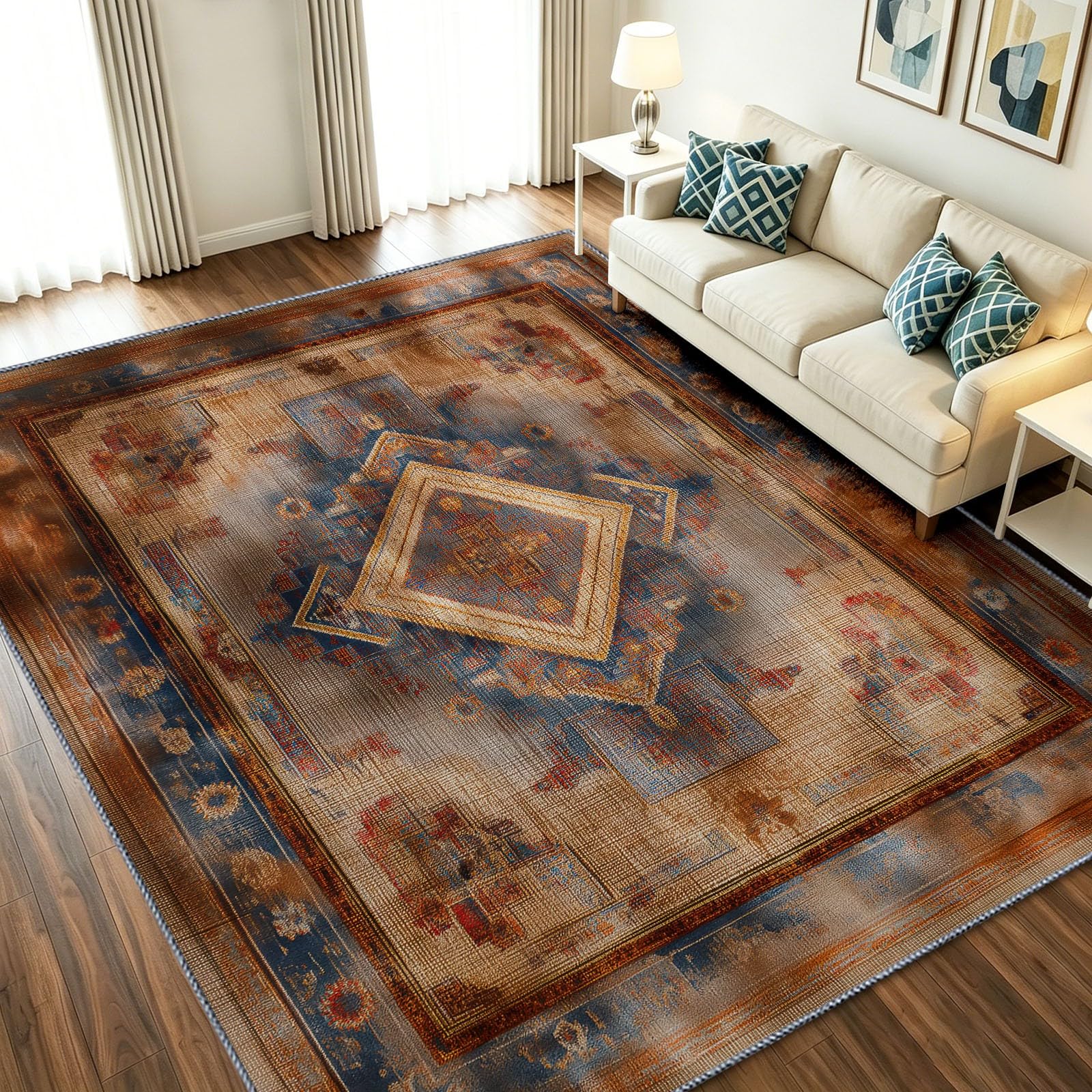 Tapis antidérapant et lavable 60x90 cm rétro abstrait