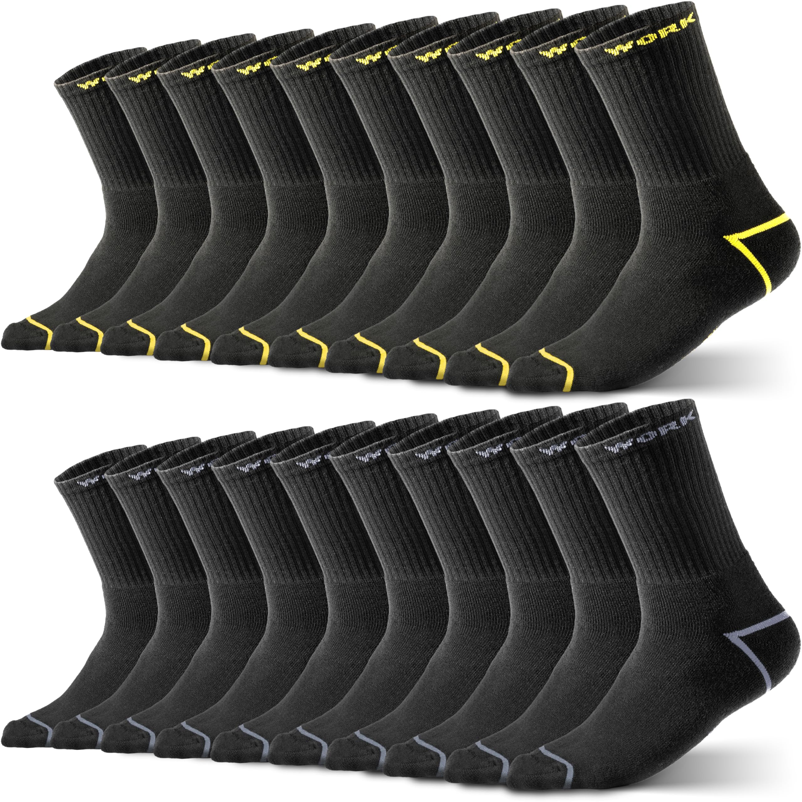 HELDENWERK 10 Paar Arbeitssocken Herren Premium | Verstärkte Arbeitsstrümpfe aus atmungsaktiver Baumwolle | Robuste Work Socks mit Komfortbund