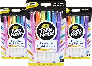 Crayola Take Note Erasable Highlighters Markers, School Supplies, Kids At Home Activities, 18 Count