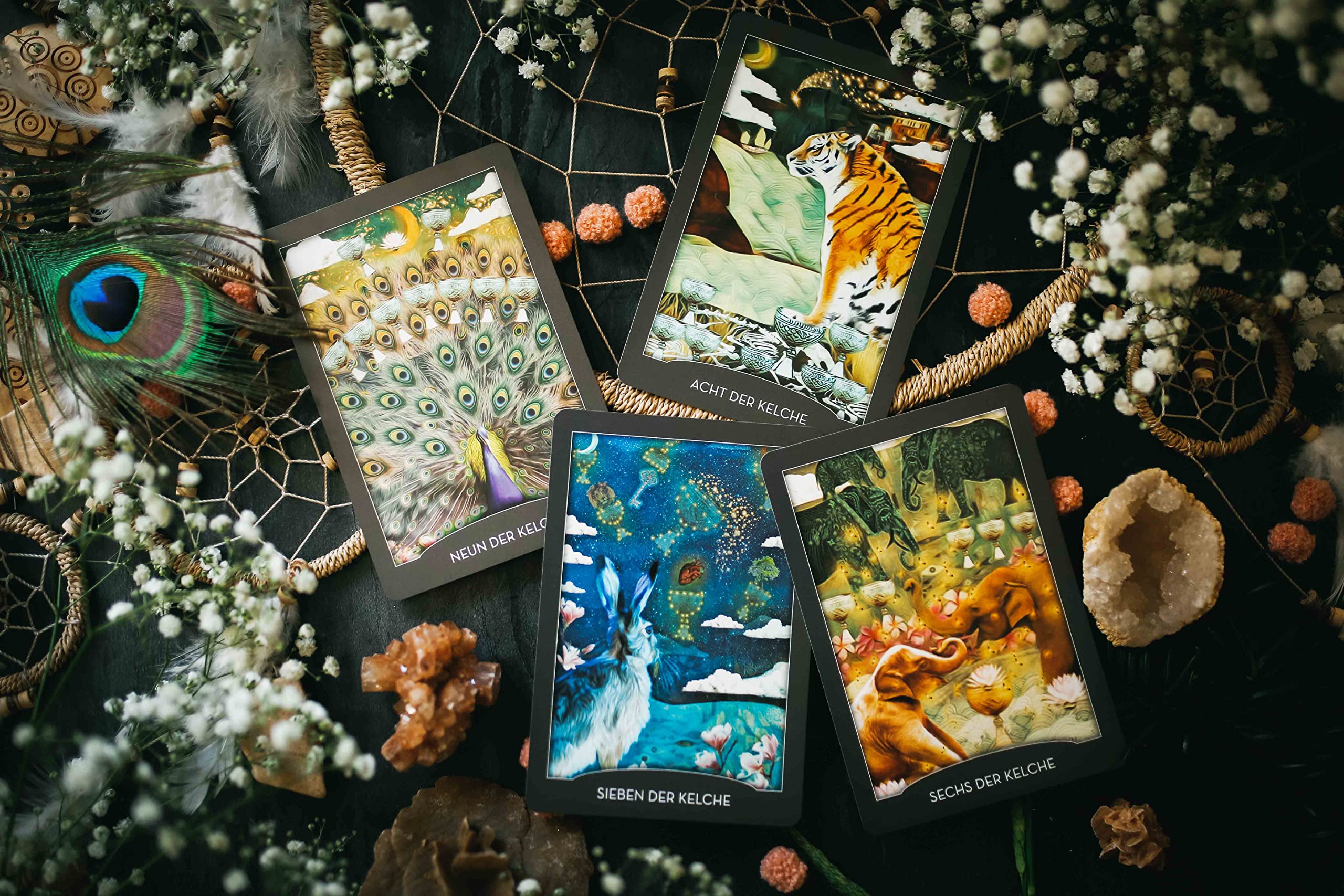 Wächter der Nacht Tarot: 78 Tarotkarten (Krafttiere Tarot, Fledermaus, Elster, Biene...)