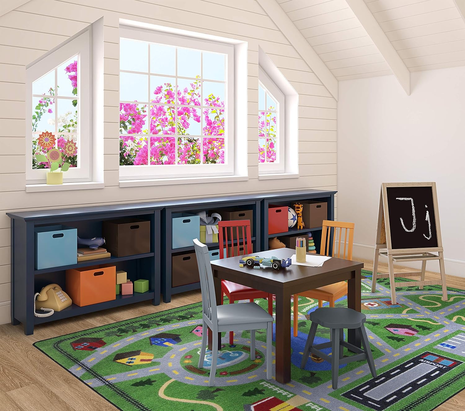 Joy Carpets Neighborhood Explorer Rug, Multi, 5'4" x 7'8"