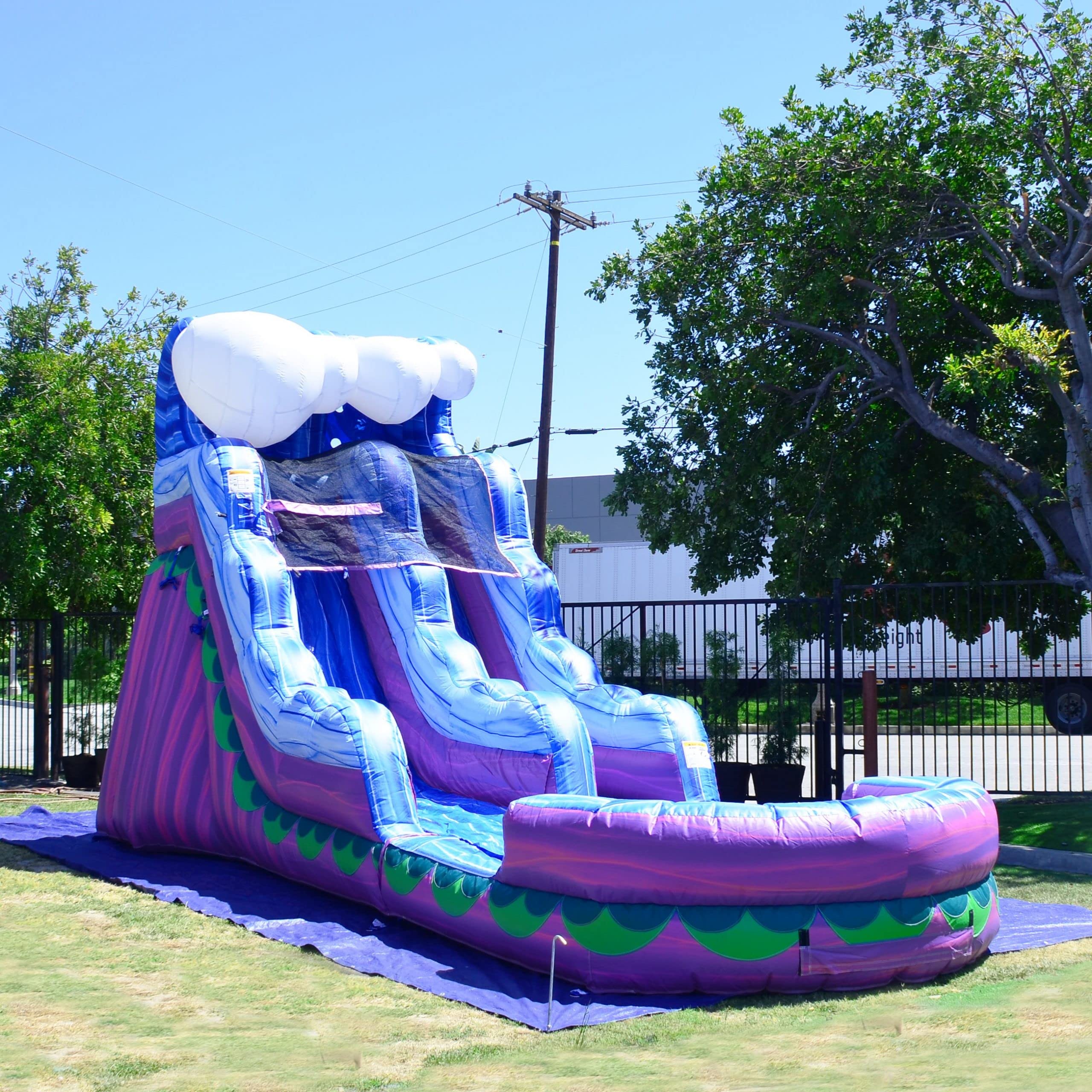JumpOrange 15’ Mermaid Water Slide Inflatable with Splash Pool, Commercial Grade, Big Kids and Adults, Tall Blow Up Waterslide, Outdoor Indoor, Wet Dry Use, Summer, Backyard Water Park (with Blower)