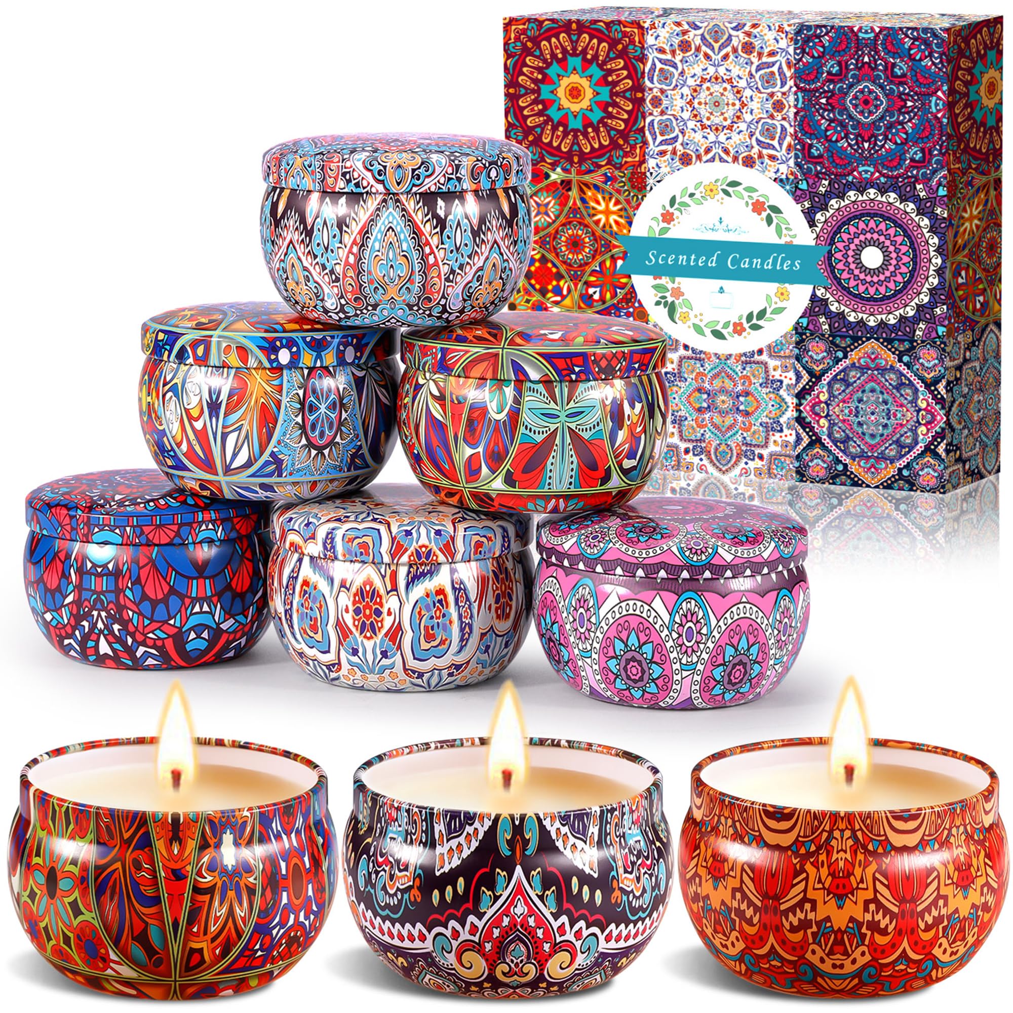 BEYAOBN Velas Aromaticas 9 Piezas Juego De Regalo De Velas Perfumadas, Vela Aromática Regalo de Aromaterapia Cera de Soja Natural Velas Decorativas Vela de Viaje para Yoga Baño Dormitorio
