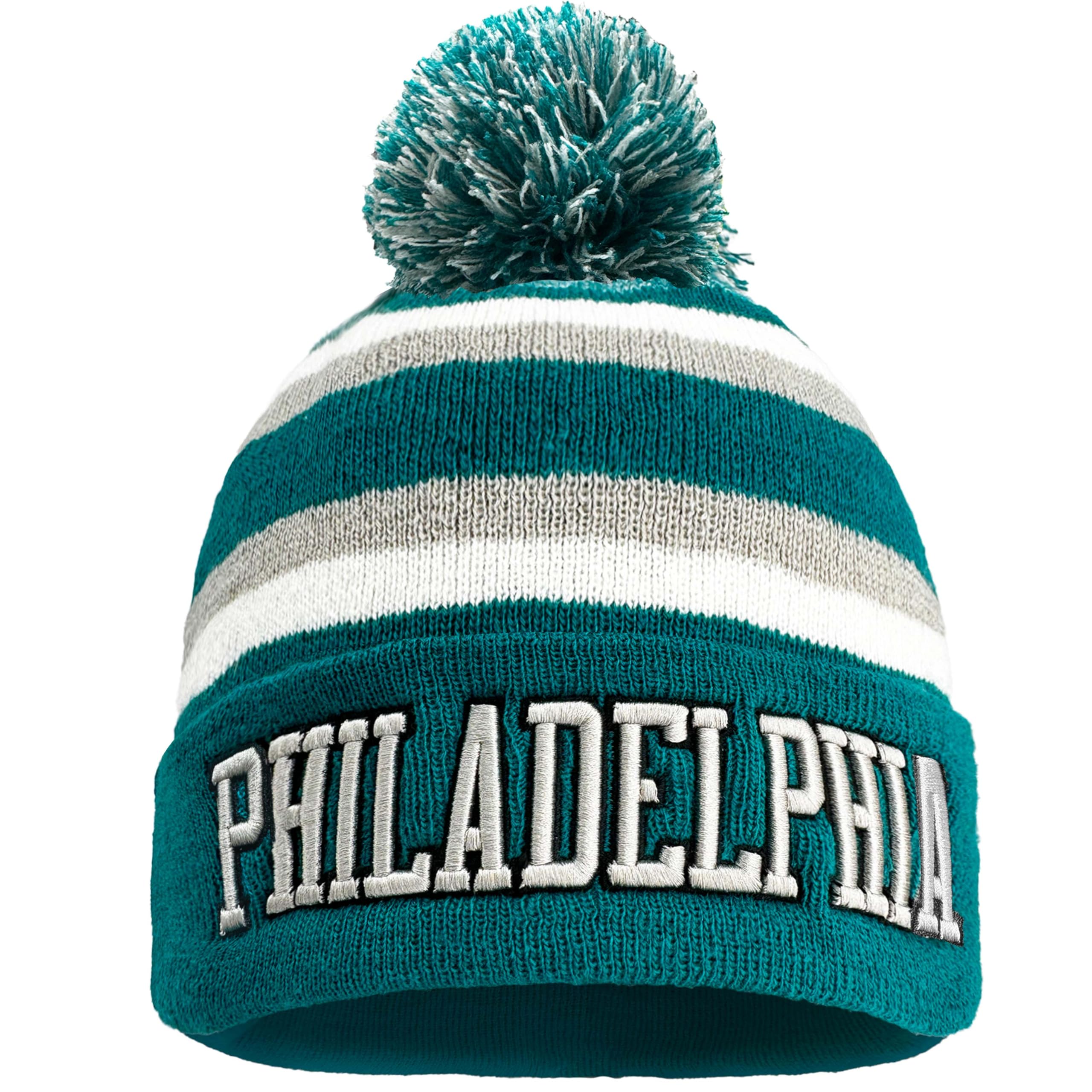 MIXNUS Philadelphia Beanie Hat Football Knit Hats Winter Cuffed Stylish Beanie Cap Sport Fans Fashion Toque Cap