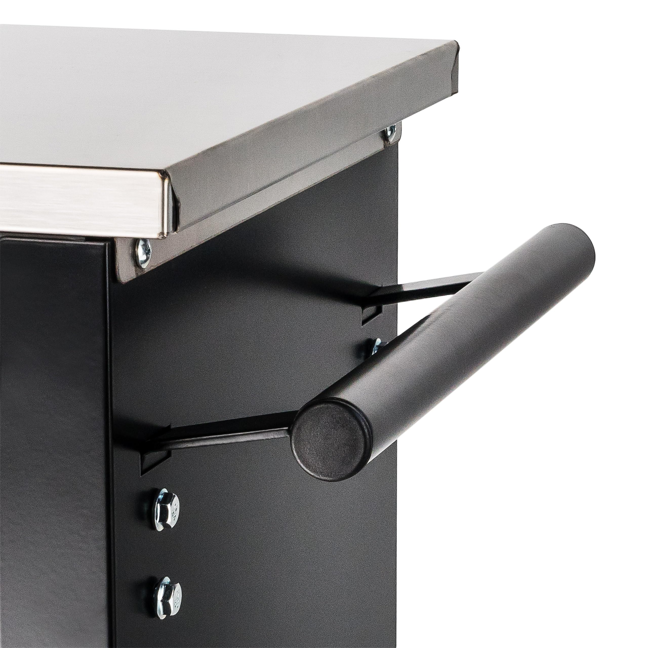 GarageGo Carrello portautensili P7 con 7 cassetti, piano in acciaio inox, chiusura centralizzata, ruote, serrabile, sottile