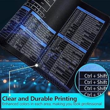 Bloss Excel Mouse Pad, Excel Cheat Sheet Desk Pad, Excel Shortcut Keys Mouse Pads, Non-Slip Mousepad with Stitched Edges, Gaming Mouse Pad(31.5 11.8 x 0.12 Inches)