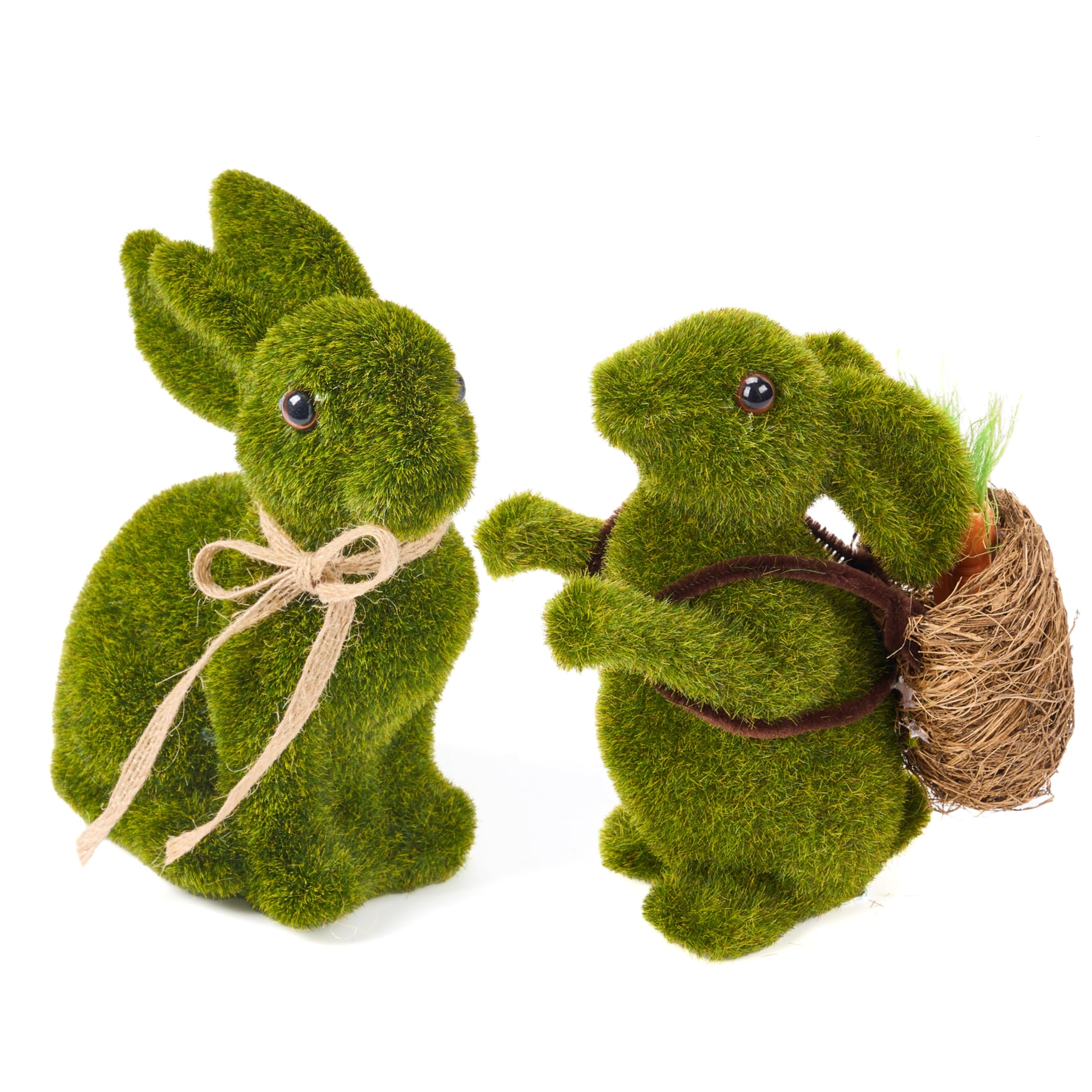 JOYIN Easter Grass Bunny Rabbit Table Decoration Tabletop Ornament Centrepiece Flocked Rabbit Figurines Garden Statue Easter Spring Decor