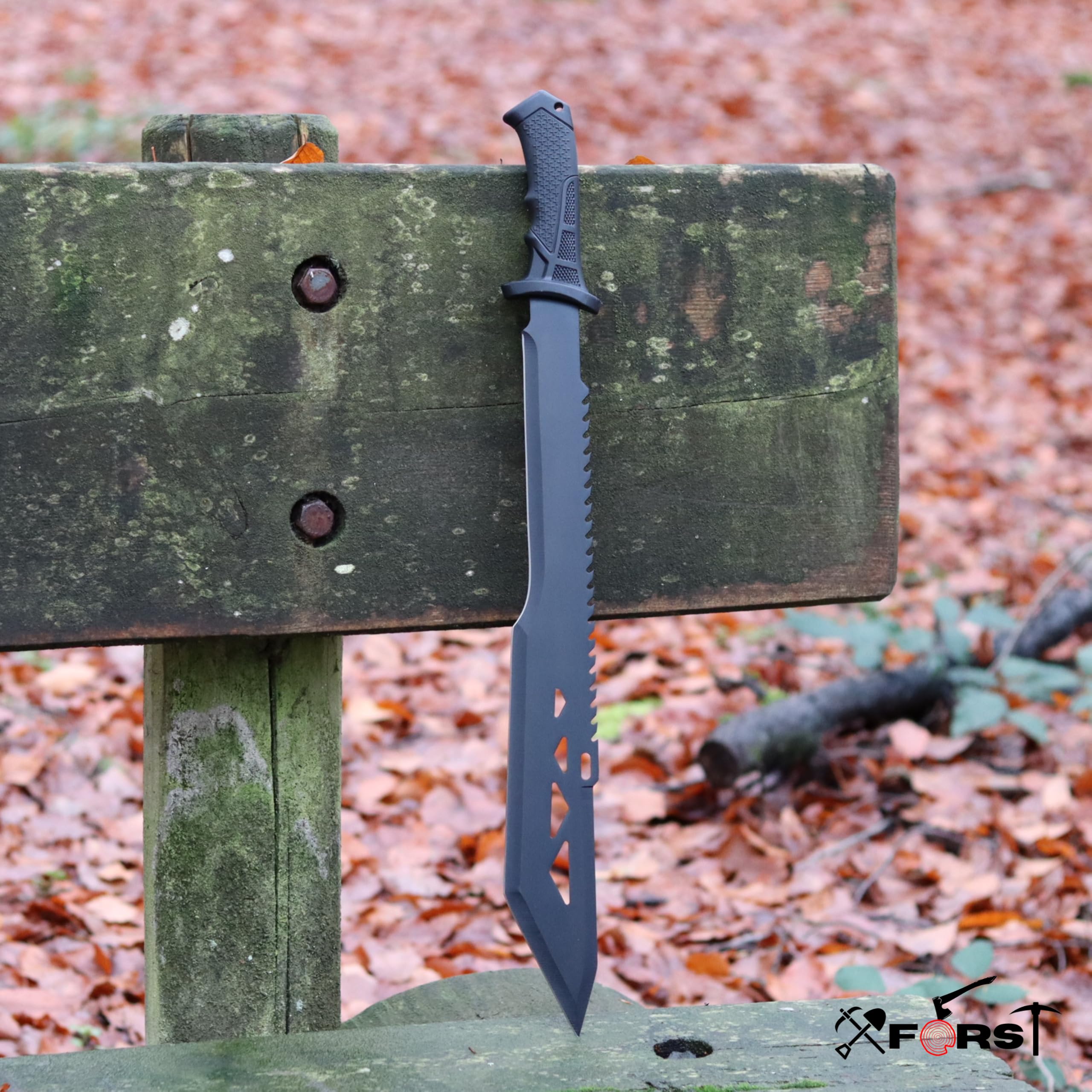 Xforst Ascia Accetta + Coltello 64,5 cm da giardino outdoor di alta qualità, Impugnatura in plastica e fodero in tessuto Oxford