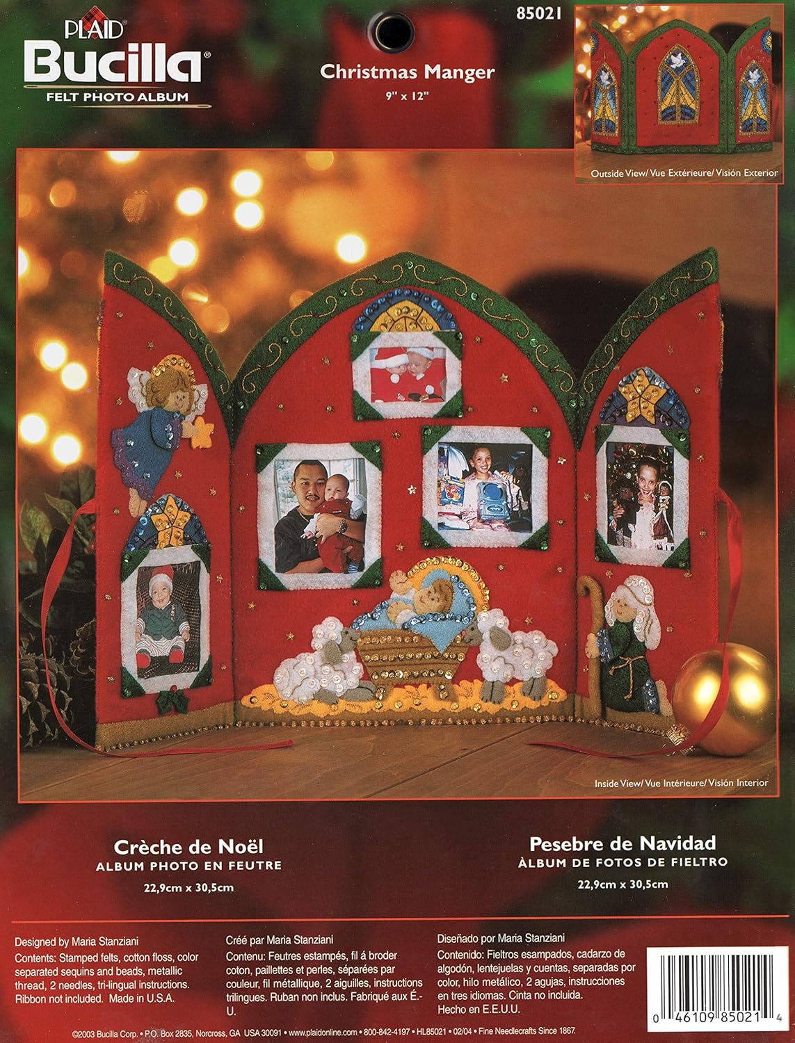 Bucilla Christmas Manger Felt Photo Album Frame Applique Kit 85021
