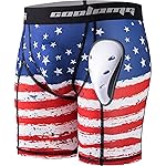 COOLOMG Men Compression Shorts with Cup Athletic Protective Underwear for Baseball Football Lacrosse MMA Hockey, US Flag XL