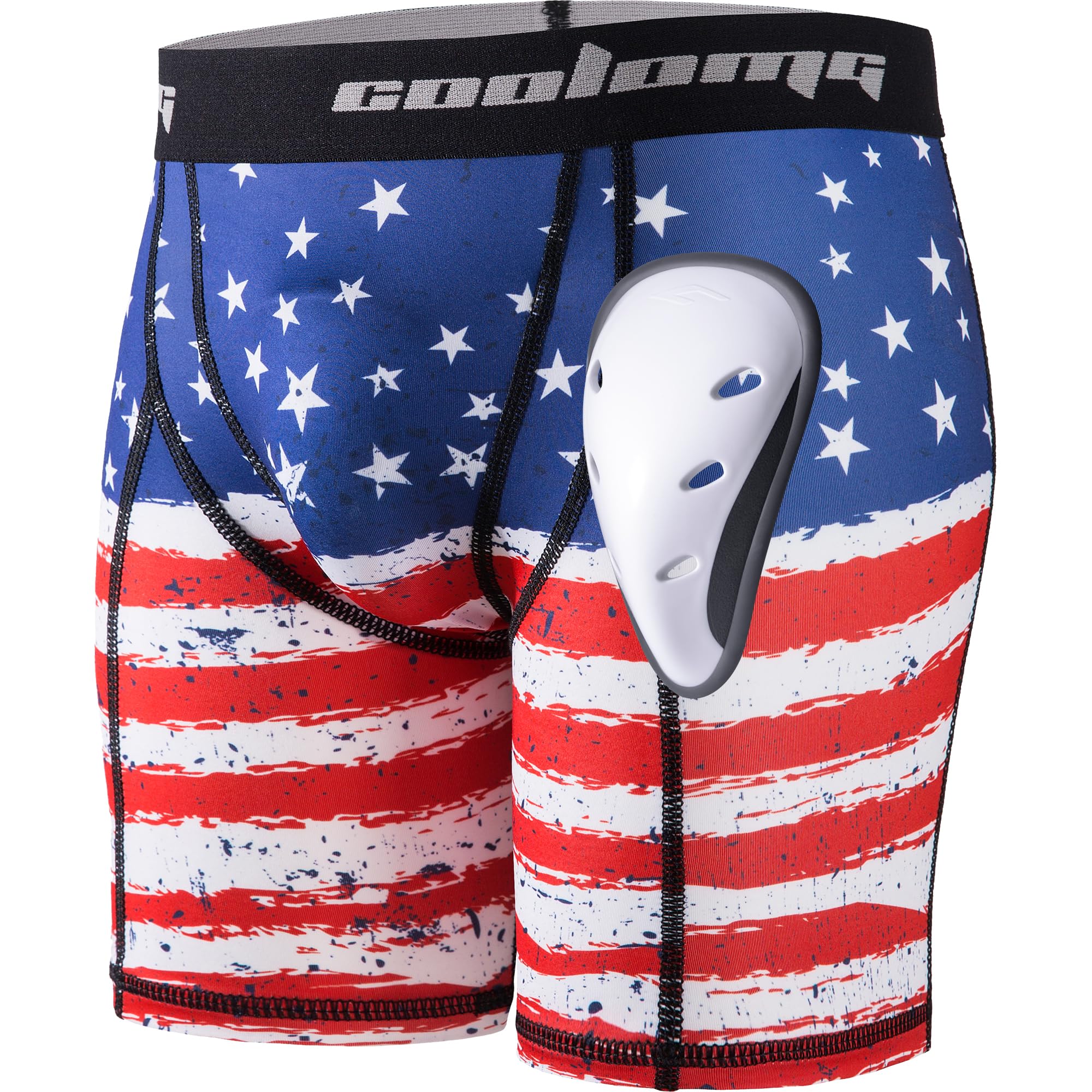 COOLOMG Mens Compression Shorts with Cup Baseball Football