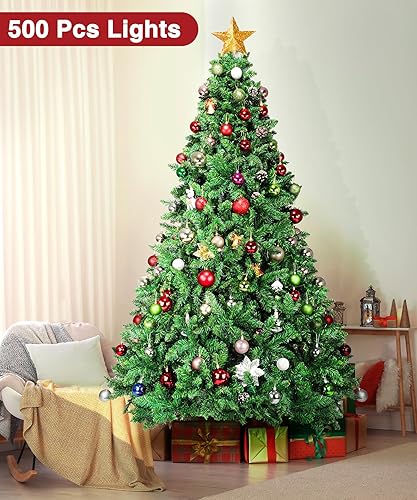 Miniatura 3 de Árbol de Navidad artificial preiluminado de 9 pies, pinos de Navidad con bisagras de alta calidad con 700 luces blancas cálidas, 2100 puntas de