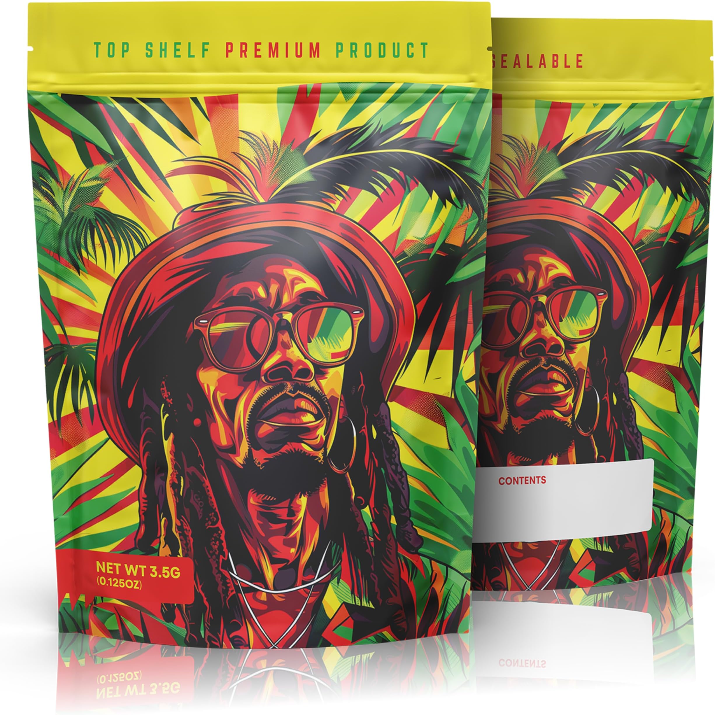 Rasta - 100 x Aluminium Foil lined Mylar bags, Ziplock Storage Pouches, Baggies, Food or Craft Use (9.8cm x 13cm)